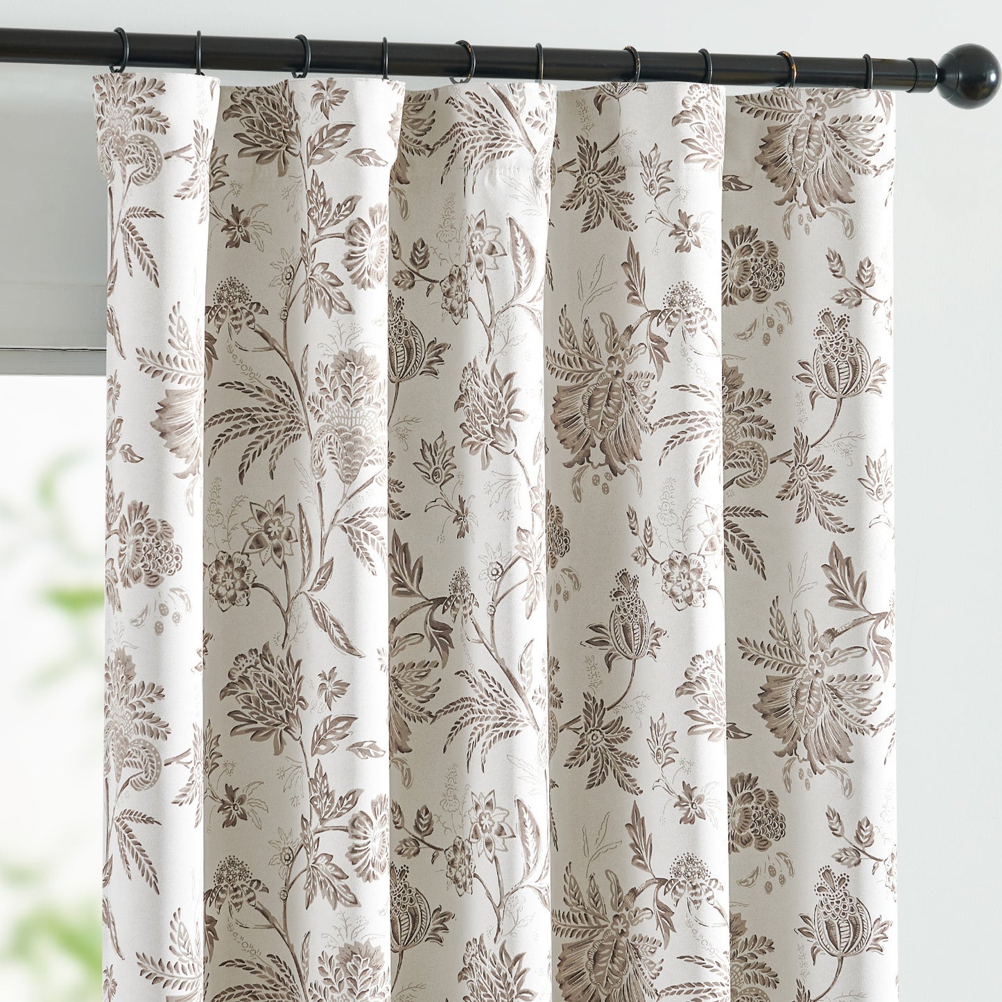 Curtainking Luxury Look Farmhouse Floral Print Rod Pocket Blackout Curtains 2 Panels