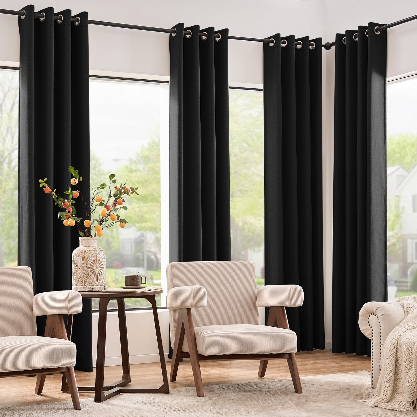 CURTAINKING Linen Texture Curtains Drapes Bedroom Living Room Thermal Insulated Window Treatment Grommet Top 2 Panels