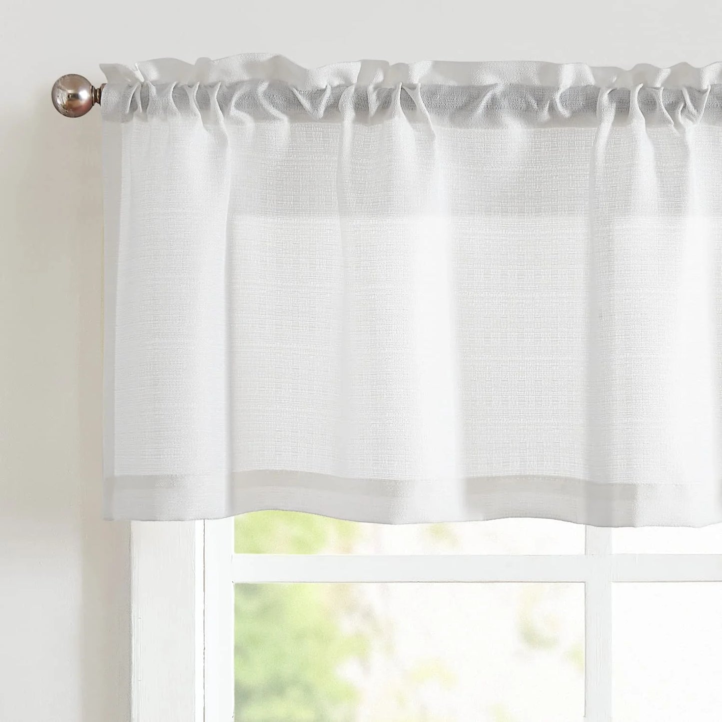 Curtainking Rod Pocket Valance Semi Sheer Window Valance for Bathroom 1 Panel