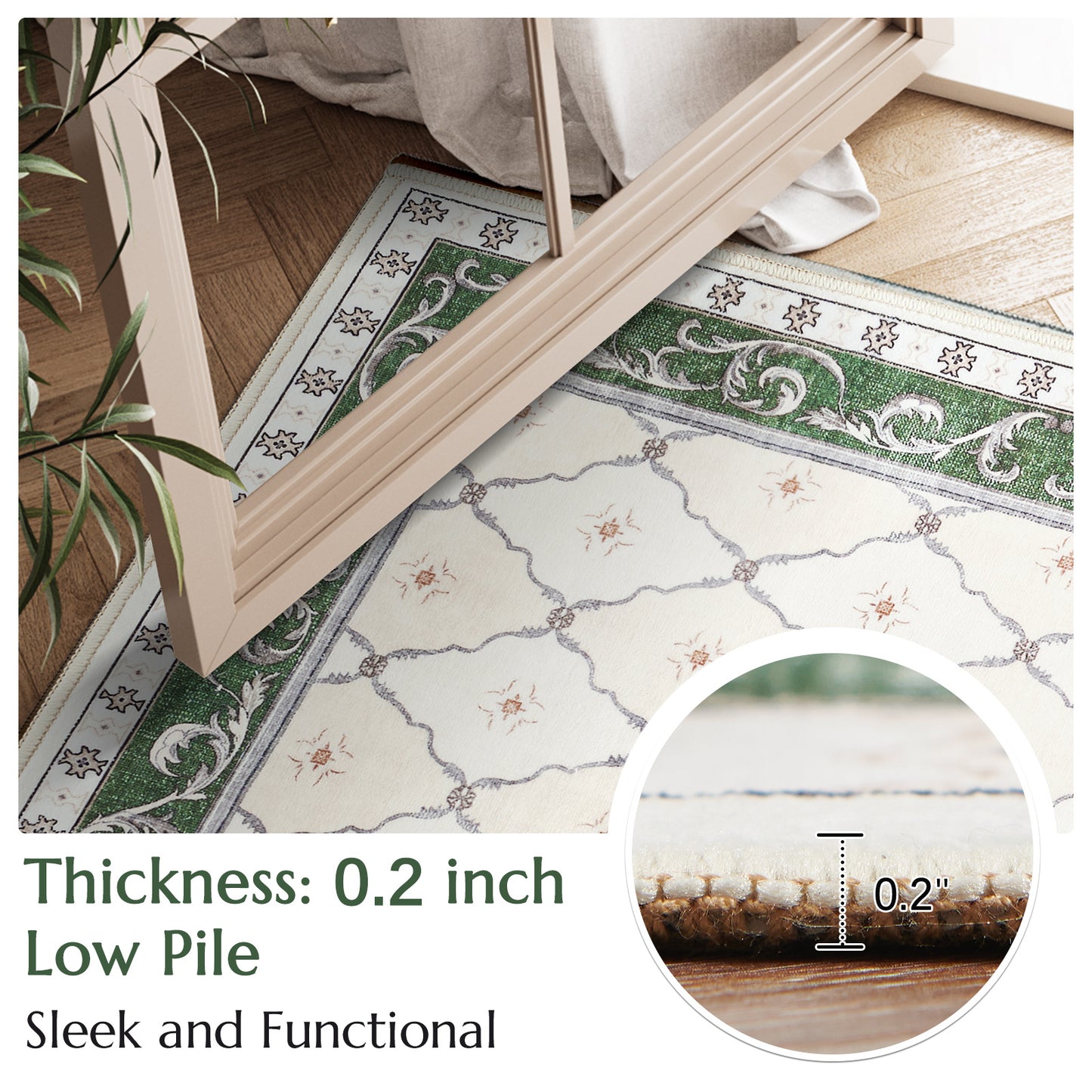RUGKING Area Rug Multi Color Vintage Doormat Kitchen Floor Cover Indoor Soft Floral Mat Retro Accent Rug Bathroom Living Room Bedroom Office