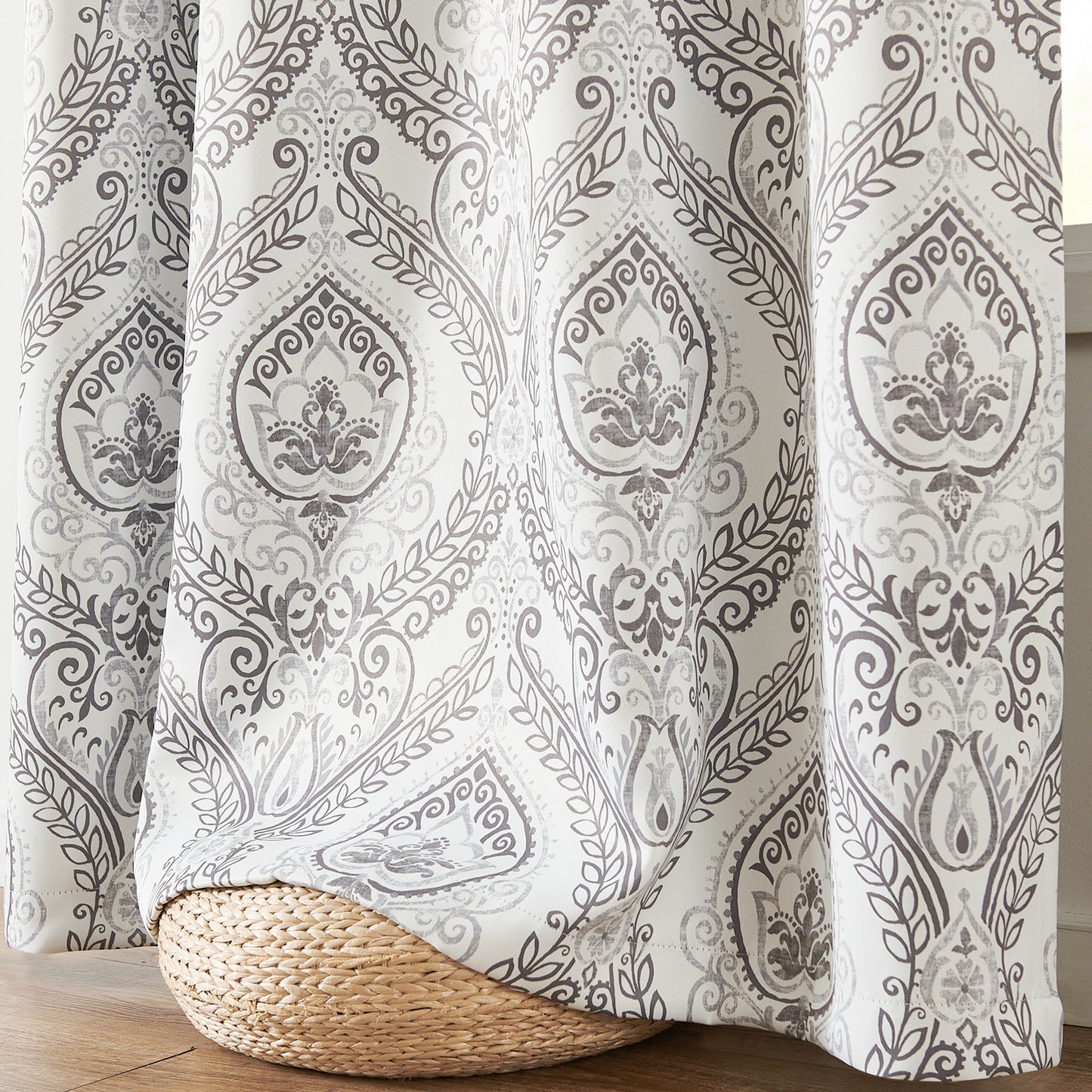 Curtainking 100% Blackout Curtains 2 Panels Damask Medallion Window Curtains for Bedroom Grommet Thermal Insulated Drapes for Living Room Vintage Luxury Window Treatments Set