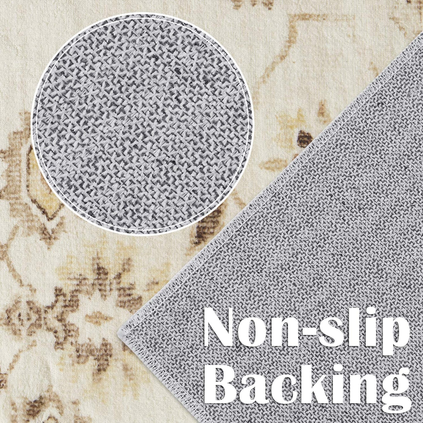 RUGROCKS Area Rug 5x7 Vintage Persian Rug Foldable Floral Print Accent Rug Retro IndoorNon Slip Carpet Kitchen Living Room Bedroom