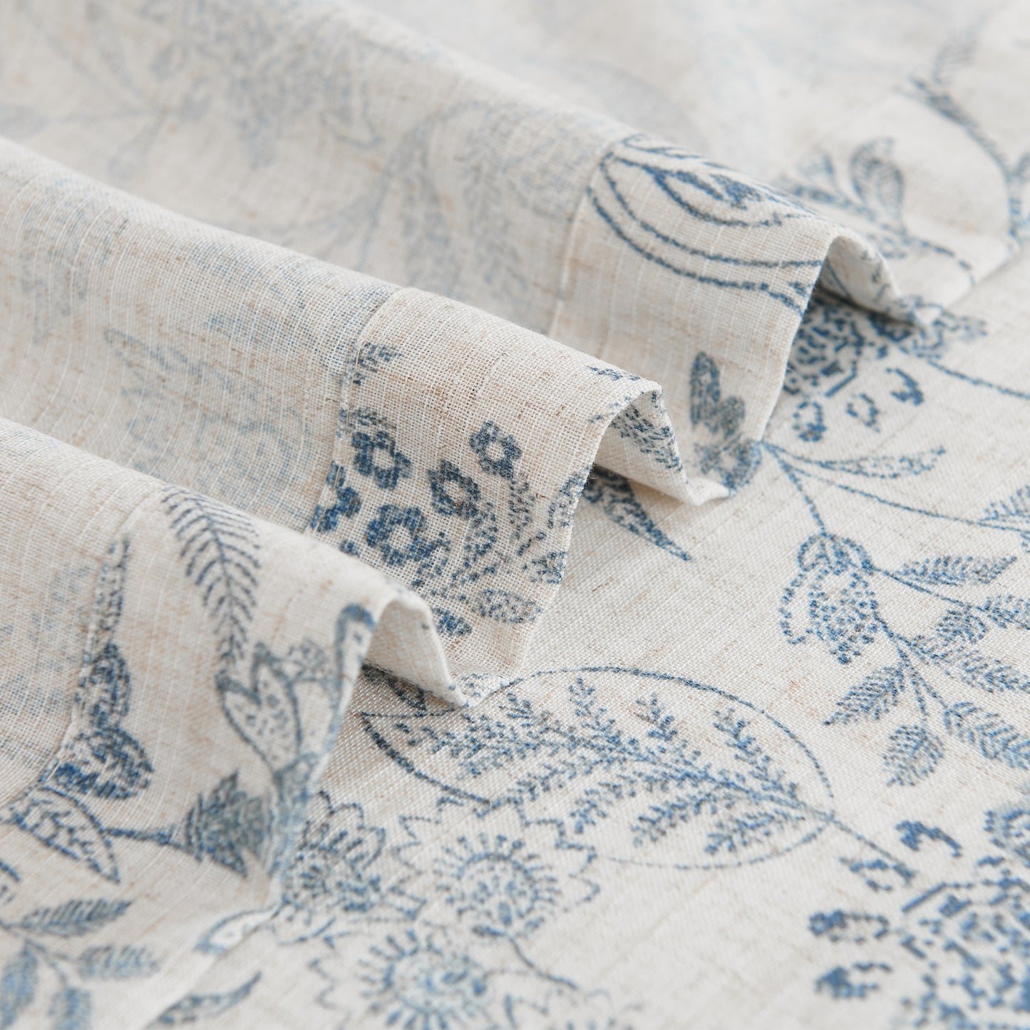 CURTAINKING Farmhouse Linen Valance Curtains for Kitchen Floral Rustic Rod Pocket Living Room Bedroom Small Window Valance 16 Inch