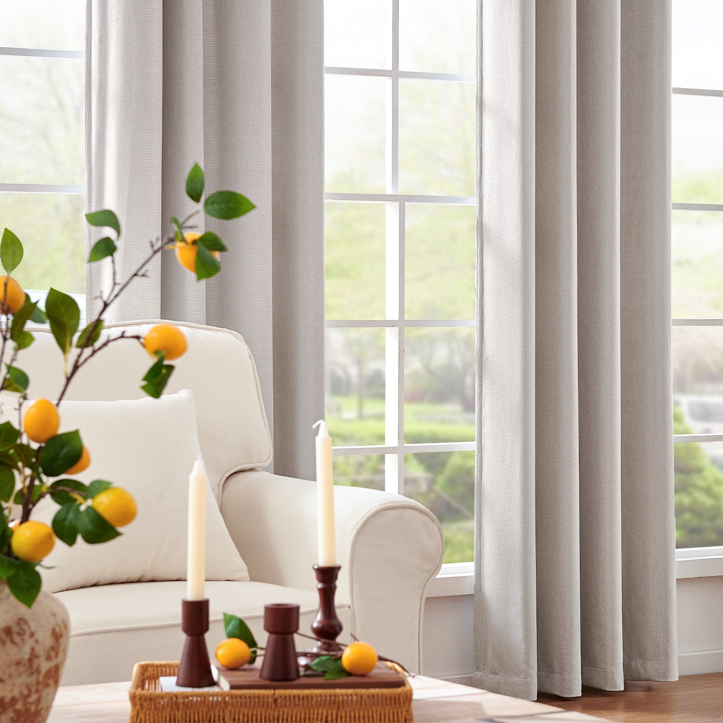 CURTAINKING Linen Texture Curtains Drapes Bedroom Living Room Thermal Insulated Window Treatment Grommet Top 2 Panels