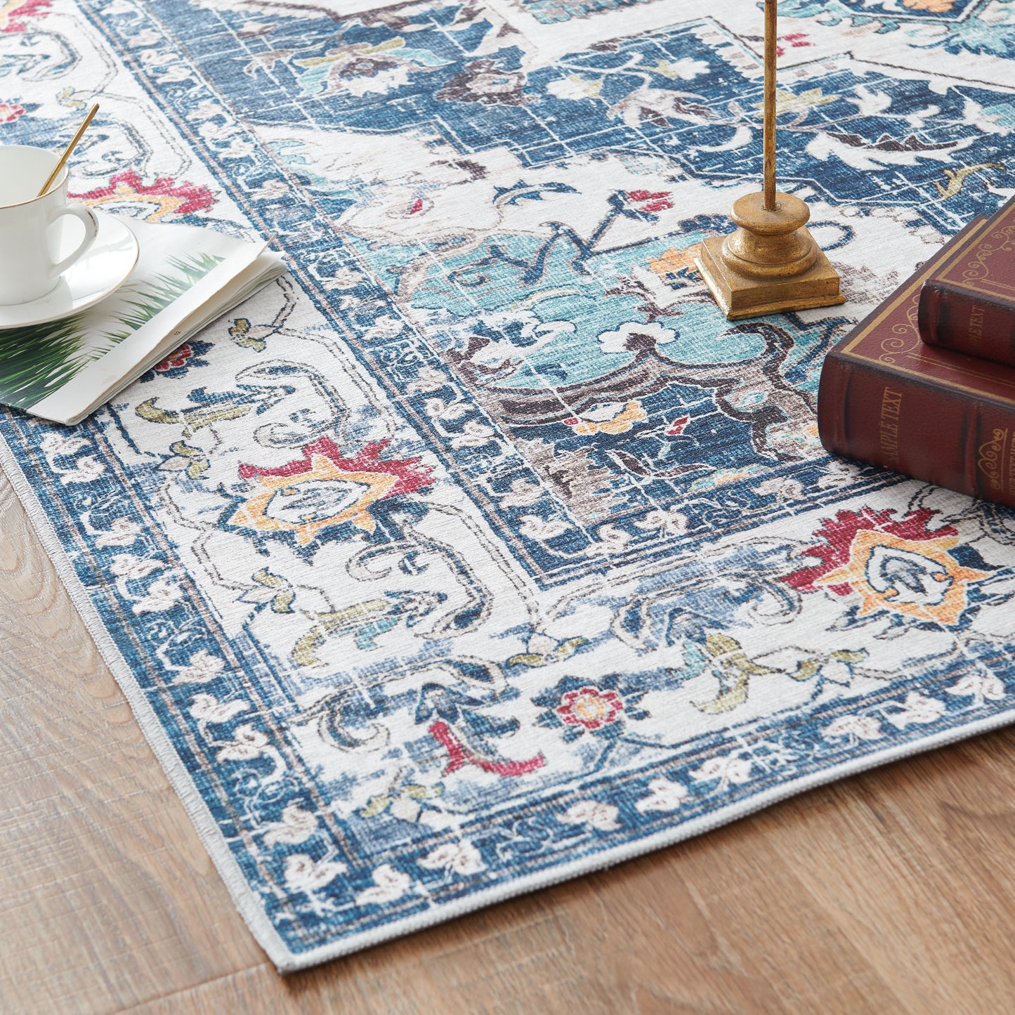 Jinchan Vintage Retro Persian Light Red Flodable Area Rug