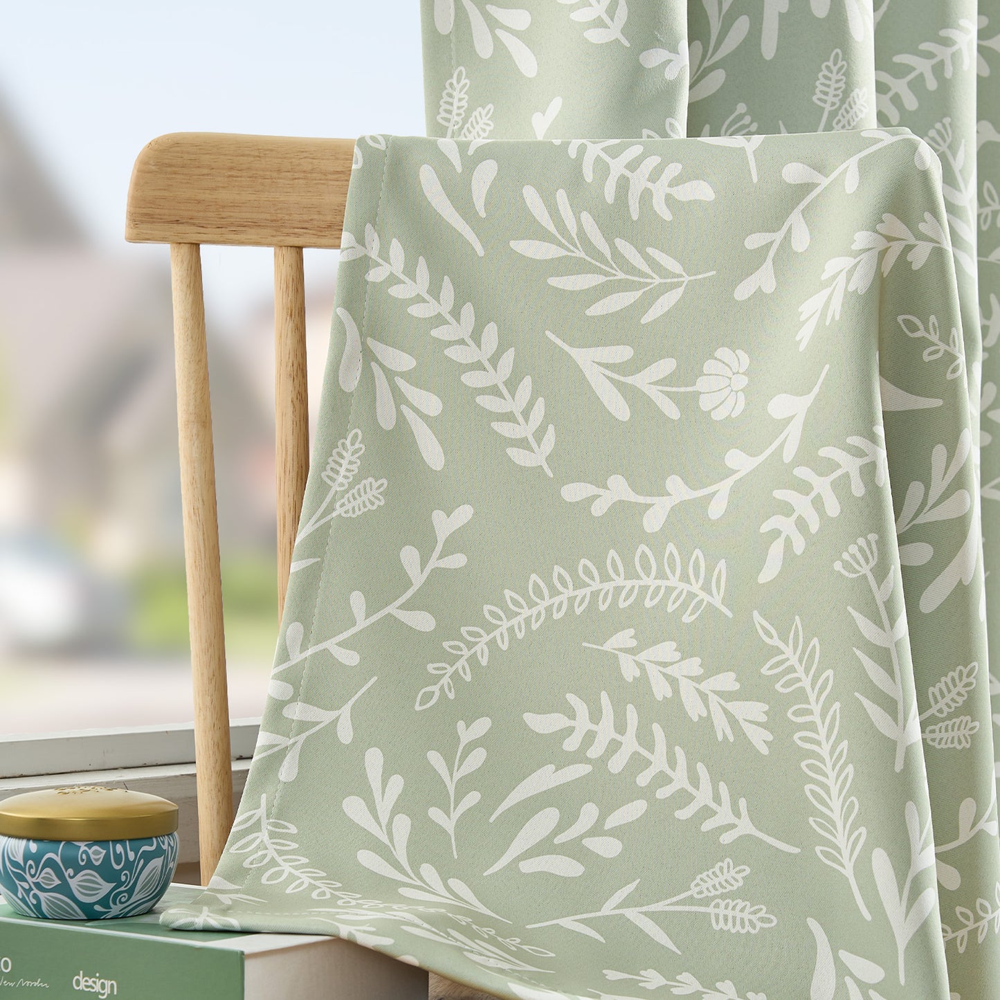 Curtainking 100% Blackout Curtains Grommet Thermal Insulated Curtains for Living Room Printed Short Curtains 2 Panels Set