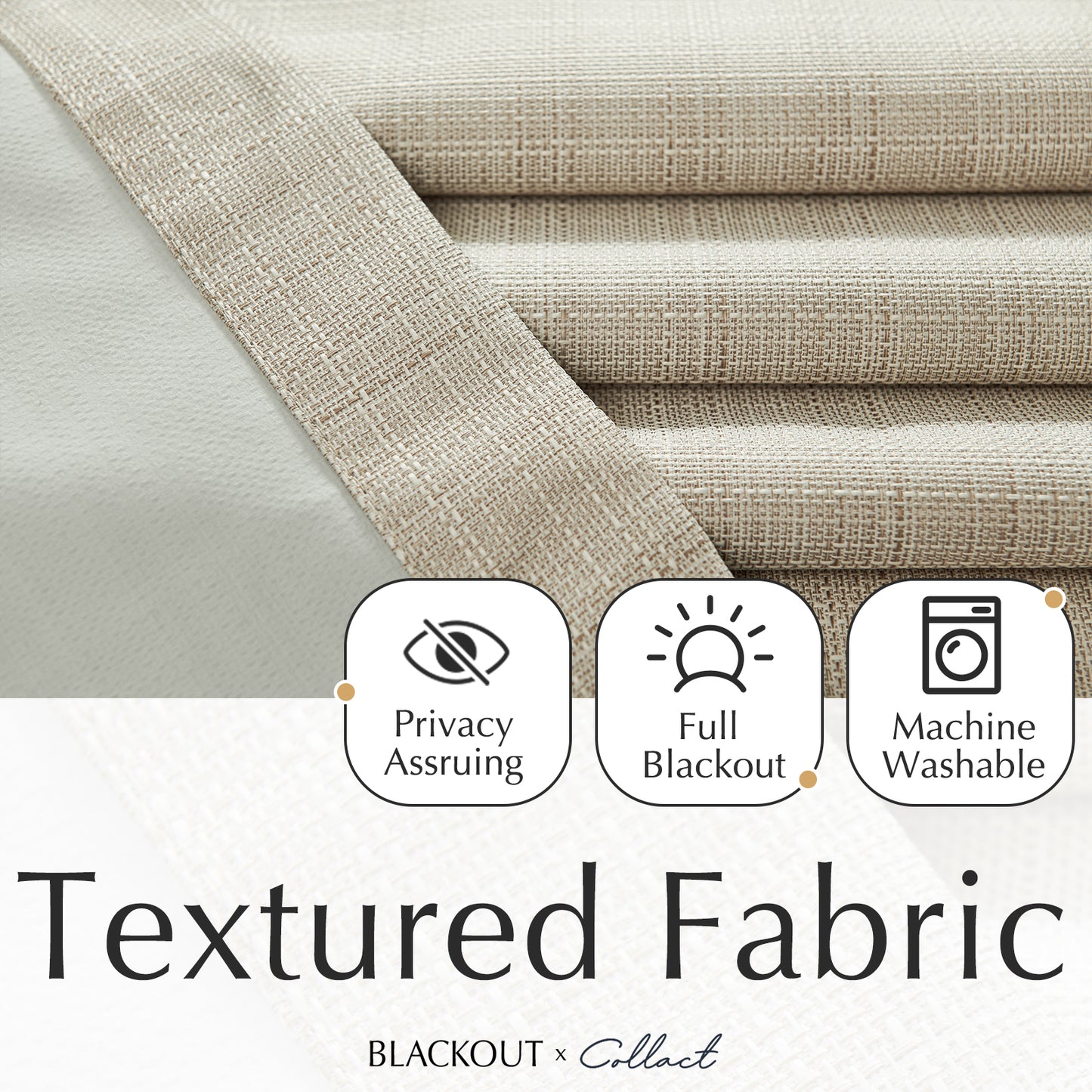 Curtainking Blackout Curtains Linen Textured Drapes for Bedroom Grommet 2 Panels