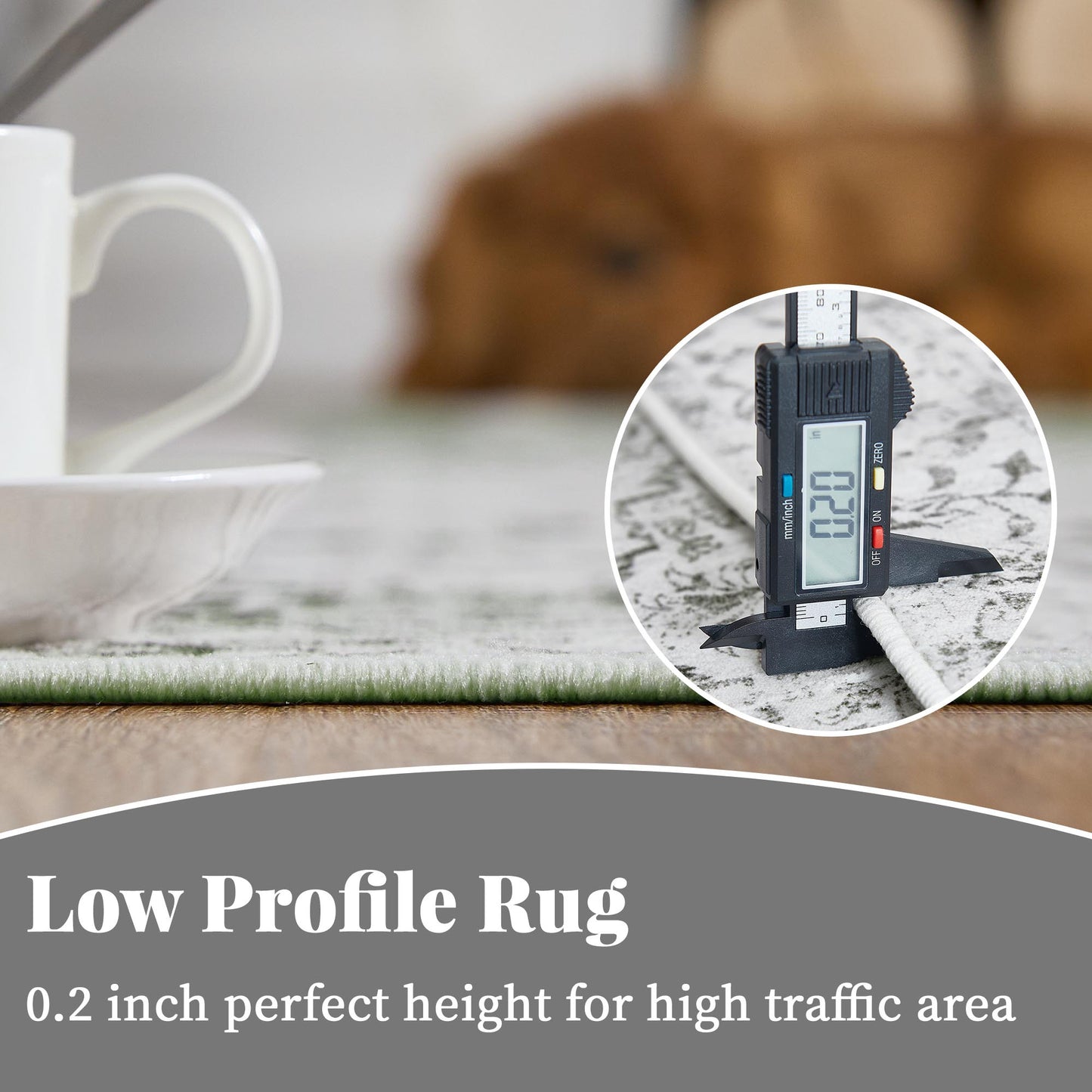 RUGKING Grey Vintage Area Rug Floral Carpet Distressed Mat, Foldable Non Slip Accent Rug for Kitchen Living Room
