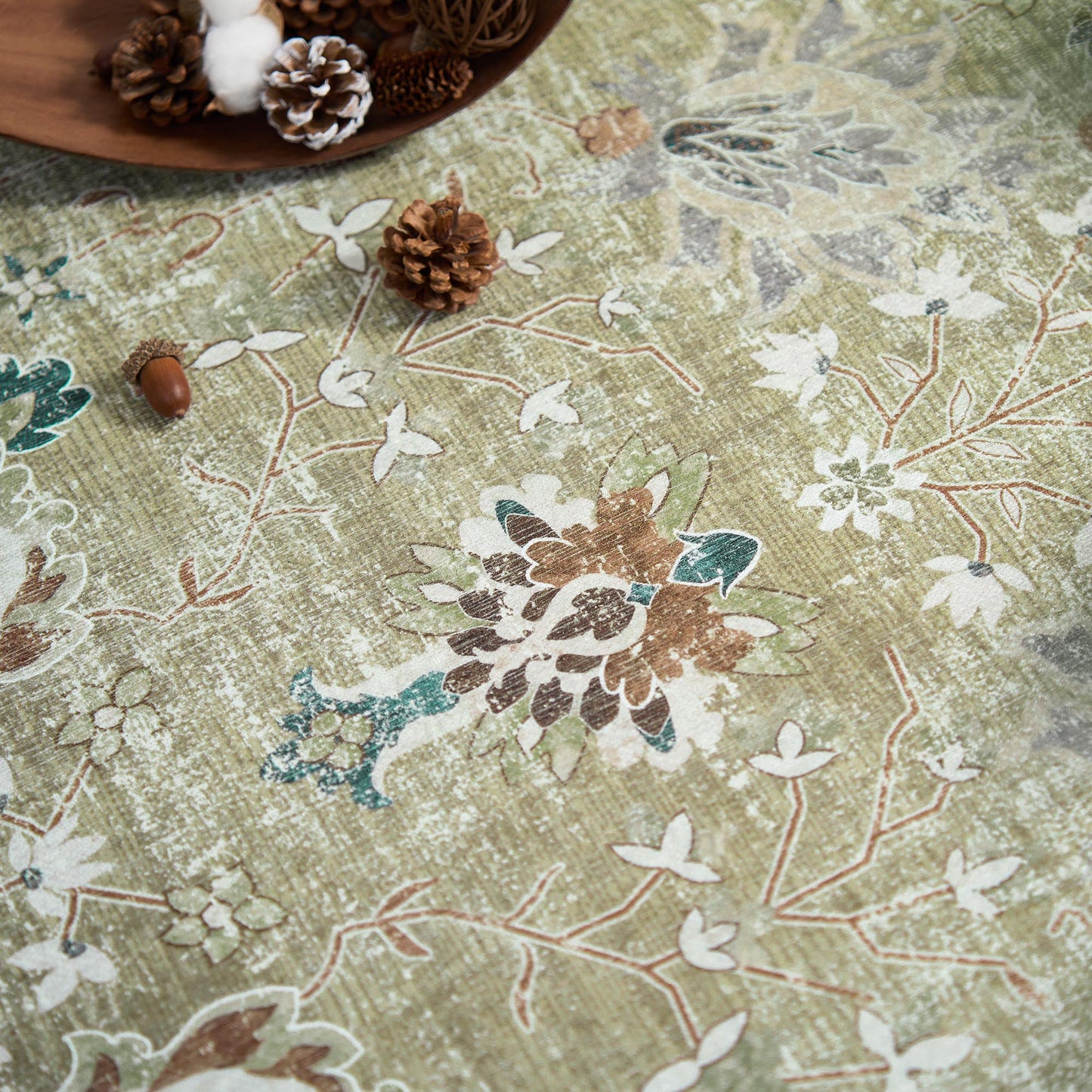 RUGKING Living Room Rug Floral Printed Taupe Indoor Accent Mat with Non-slip backing Retro Persian Rugs for Bedroom Dining Room