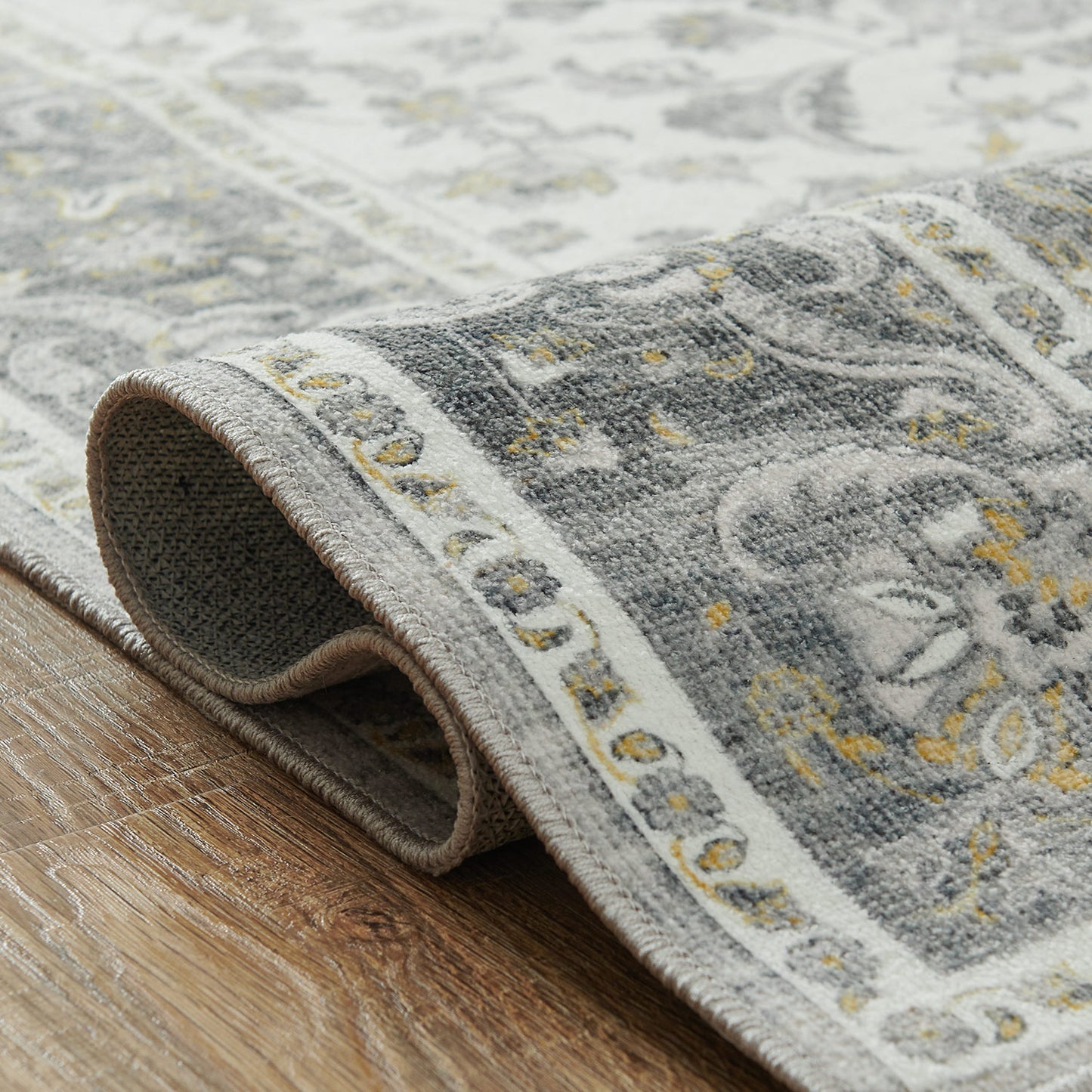 RUGROCKS Area Rug 5x7 Floral Print Vintage Persian Rug Foldable Floral Print Accent Rug Retro Indoor Non Slip Carpet Kitchen Living Room Bedroom