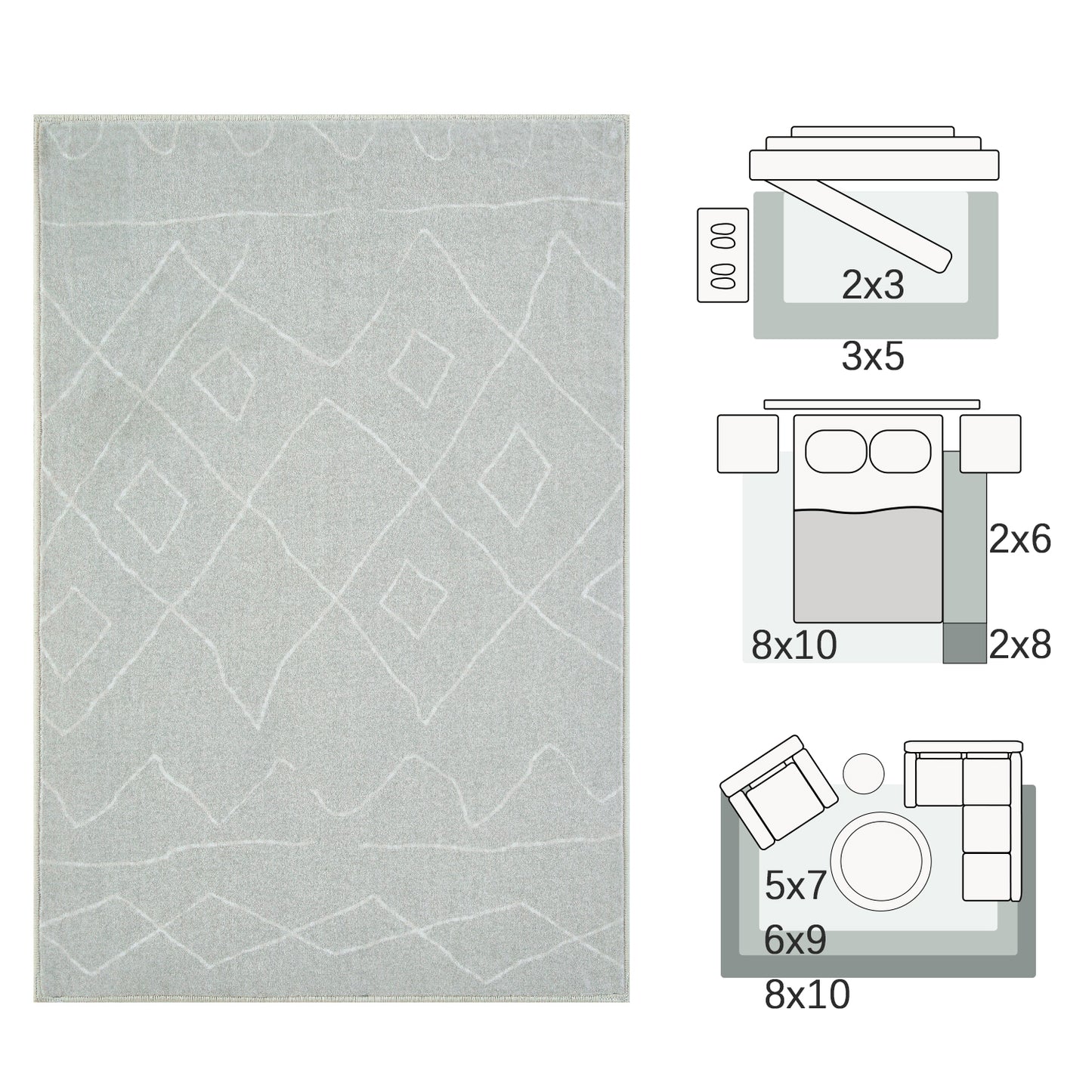 RUGKING Modern Area Rug Washable Rug Boho Carpet Non Slip Mat for Dinning Room Living Room Bedroom