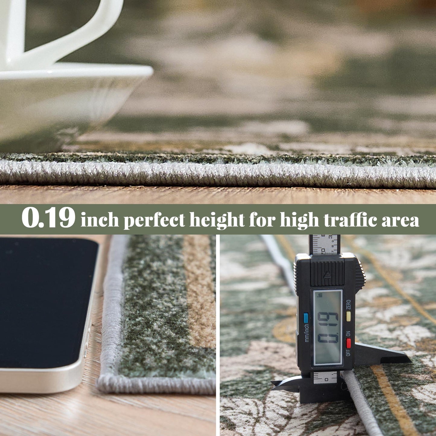 JINCHAN Vintage Rugs For Doormat Retro Oriental Rug Floral Print Mat Thin Traditional Carpet For Kitchen Bathroom Hallway Orange/Green