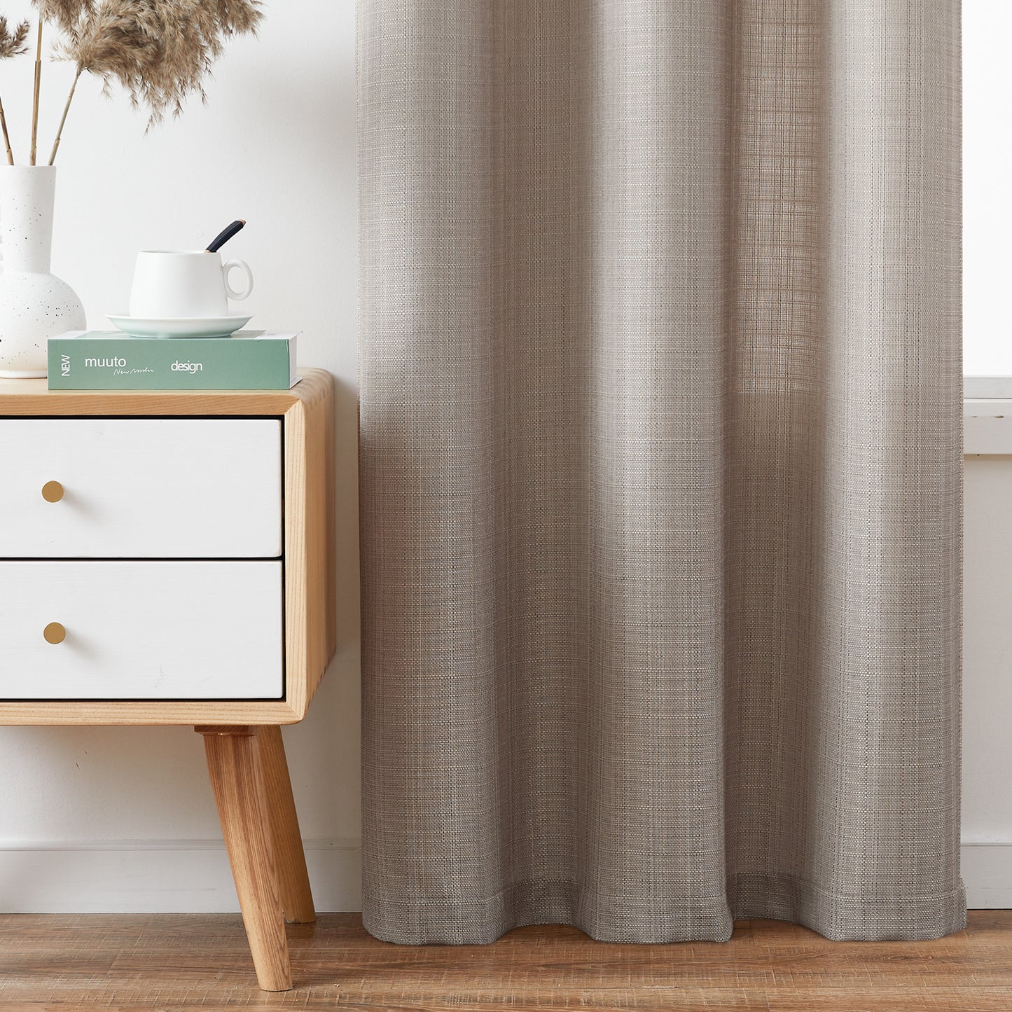 Curtainking Linen Textured Curtains Bedroom Living Room Window Curtain Set Light Filtering Drapes Grommet Top 2 Panels