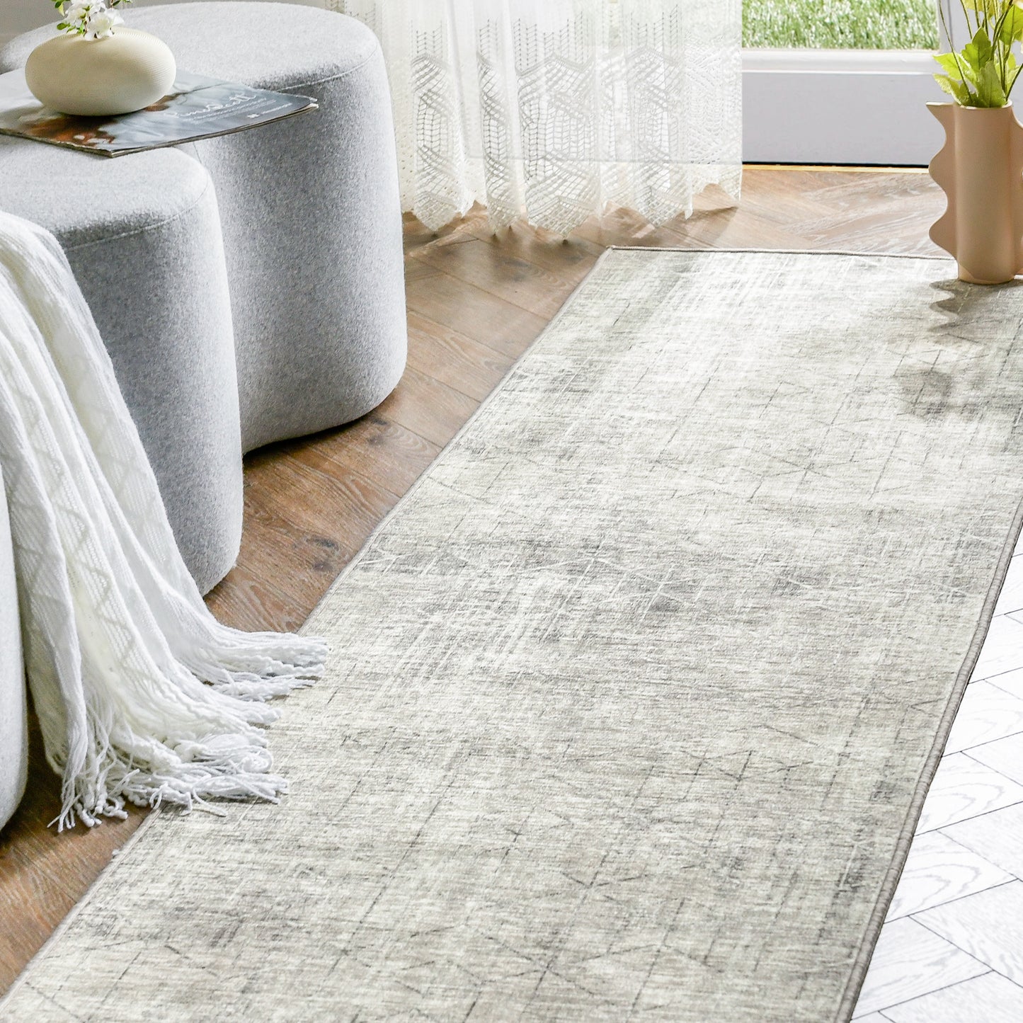 Diamond Lattice Grey Living Room Area Rug