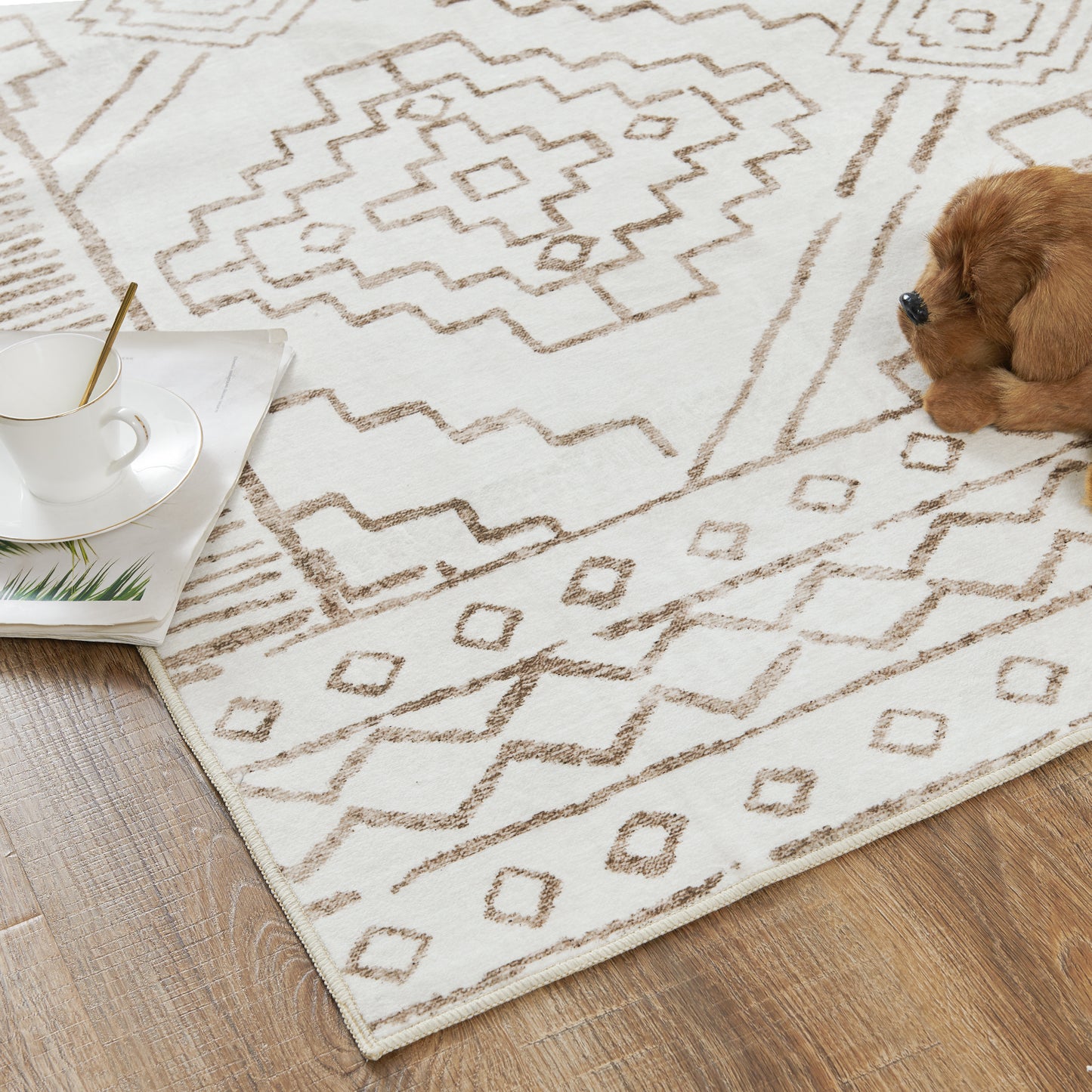 Jinchan Modern Geometric Print Foldable Area Rug