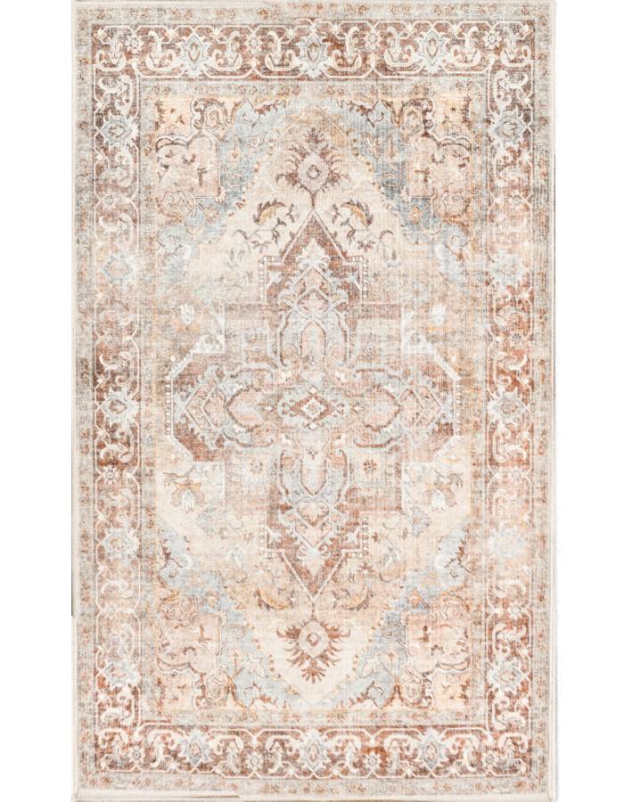 Jinchan Vintage Retro Persian Taupe Flodable Area Rug