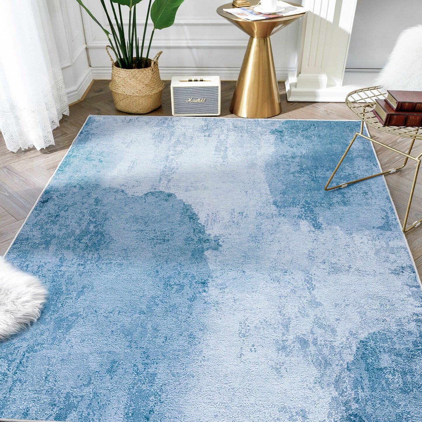Contemporary Modern Abstract Blue Area Rug Contemporary Rugs JINCHAN Rugs