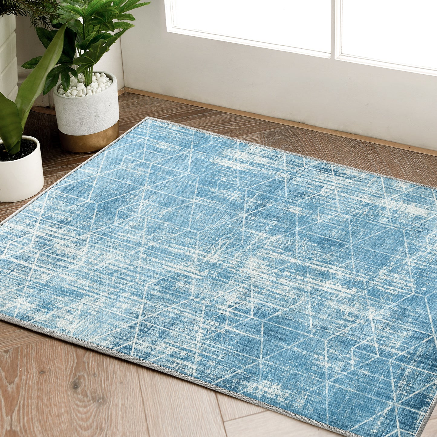 Diamond Lattice Blue Area Rug