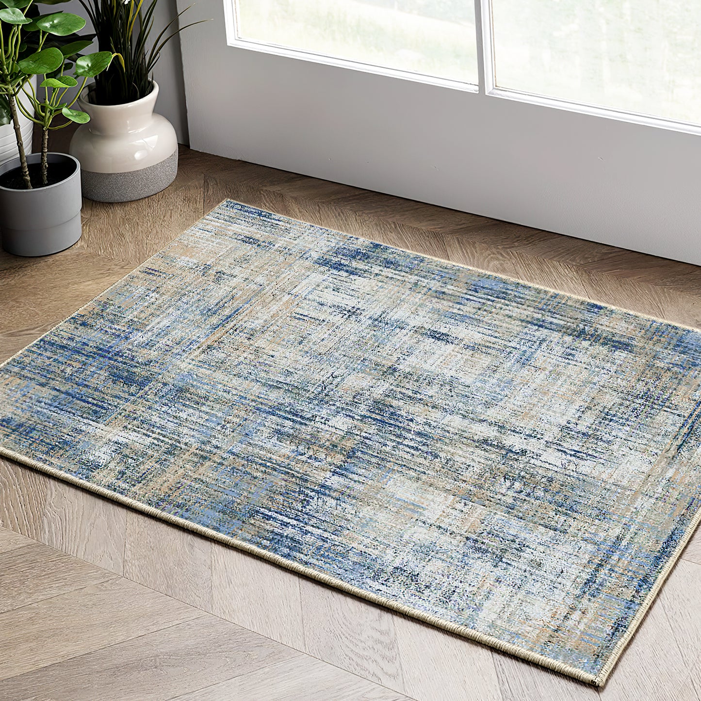 Jinchan Contemporary Modern Navy Blue Foldable Area Rug