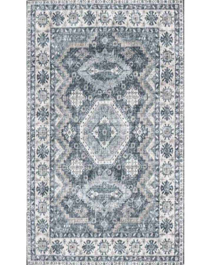 Vintage Persian Geometric Dark Blue Area Rug