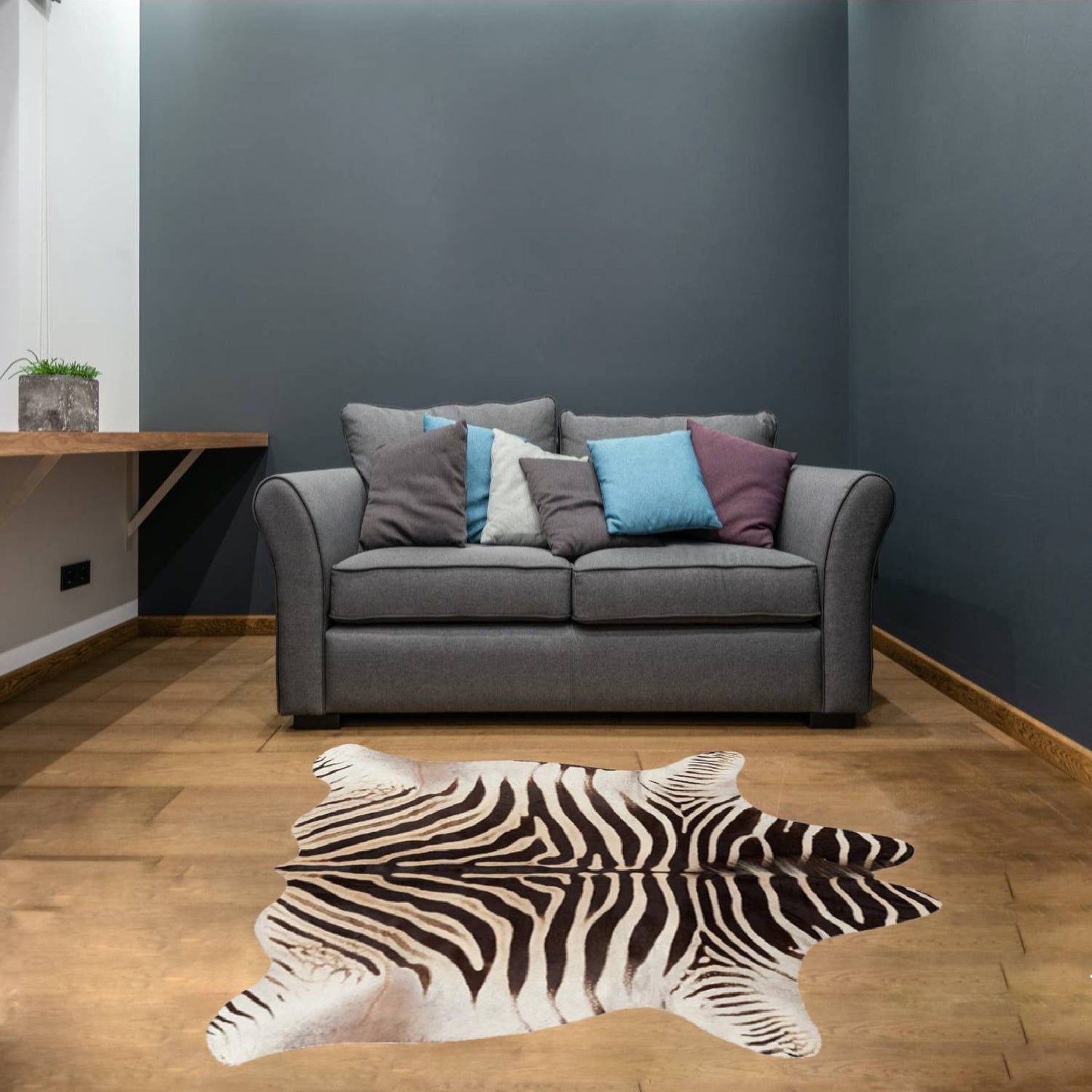 Jinchan Faux Zebra Cowhide Area Rug