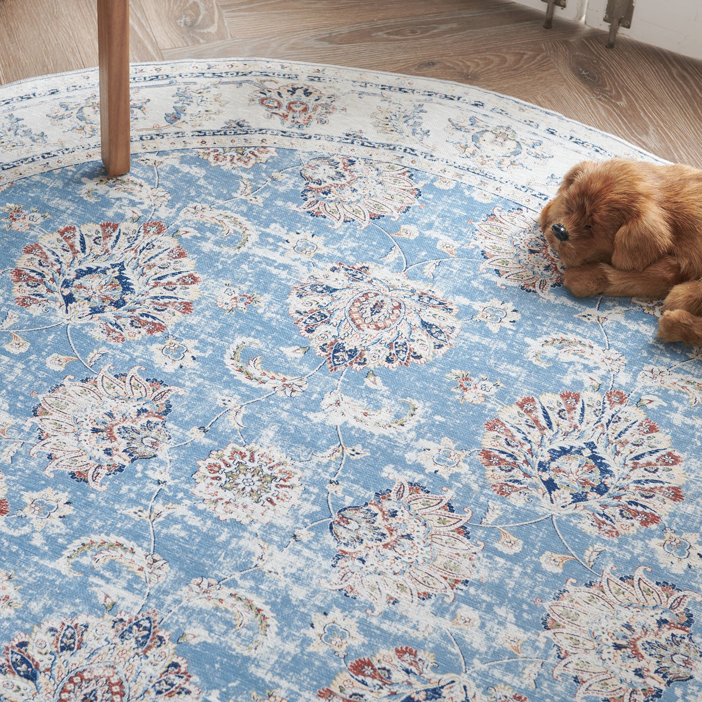Jinchan Round Rug 5ft Area Rug Persian Rug Vintage Floor Mat Circle Rug