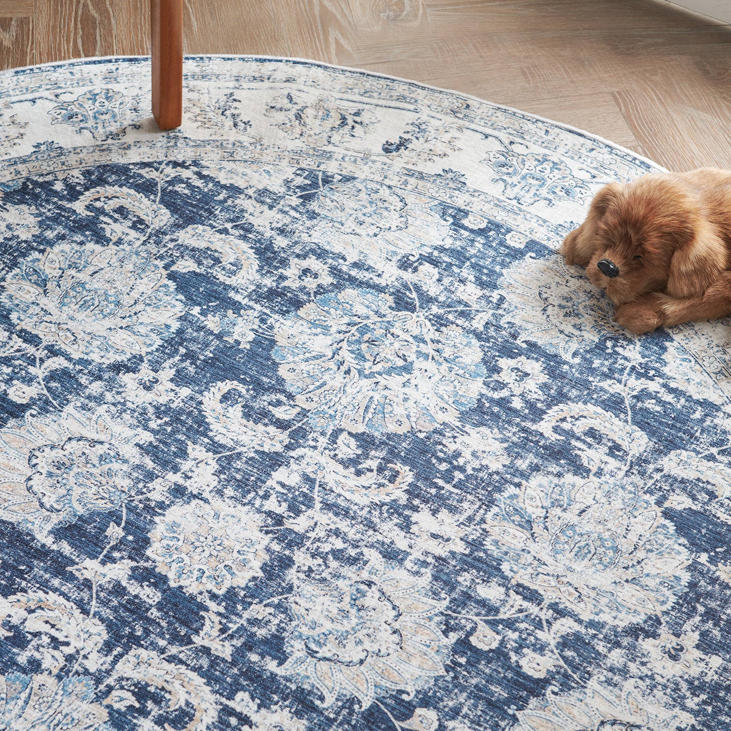 Jinchan Round Rug 5ft Area Rug Persian Rug Vintage Floor Mat Circle Rug