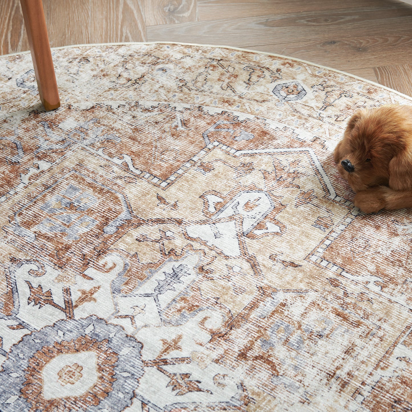 Jinchan Round Rug 5ft Indoor Area Rug Persian Rug Vintage Rug