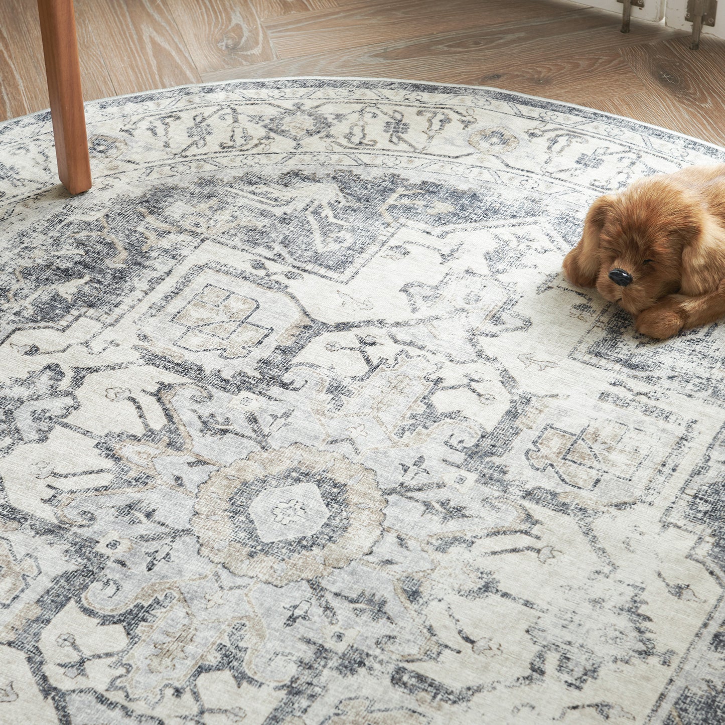 Jinchan Round Rug 5ft Indoor Area Rug Persian Rug Vintage Rug