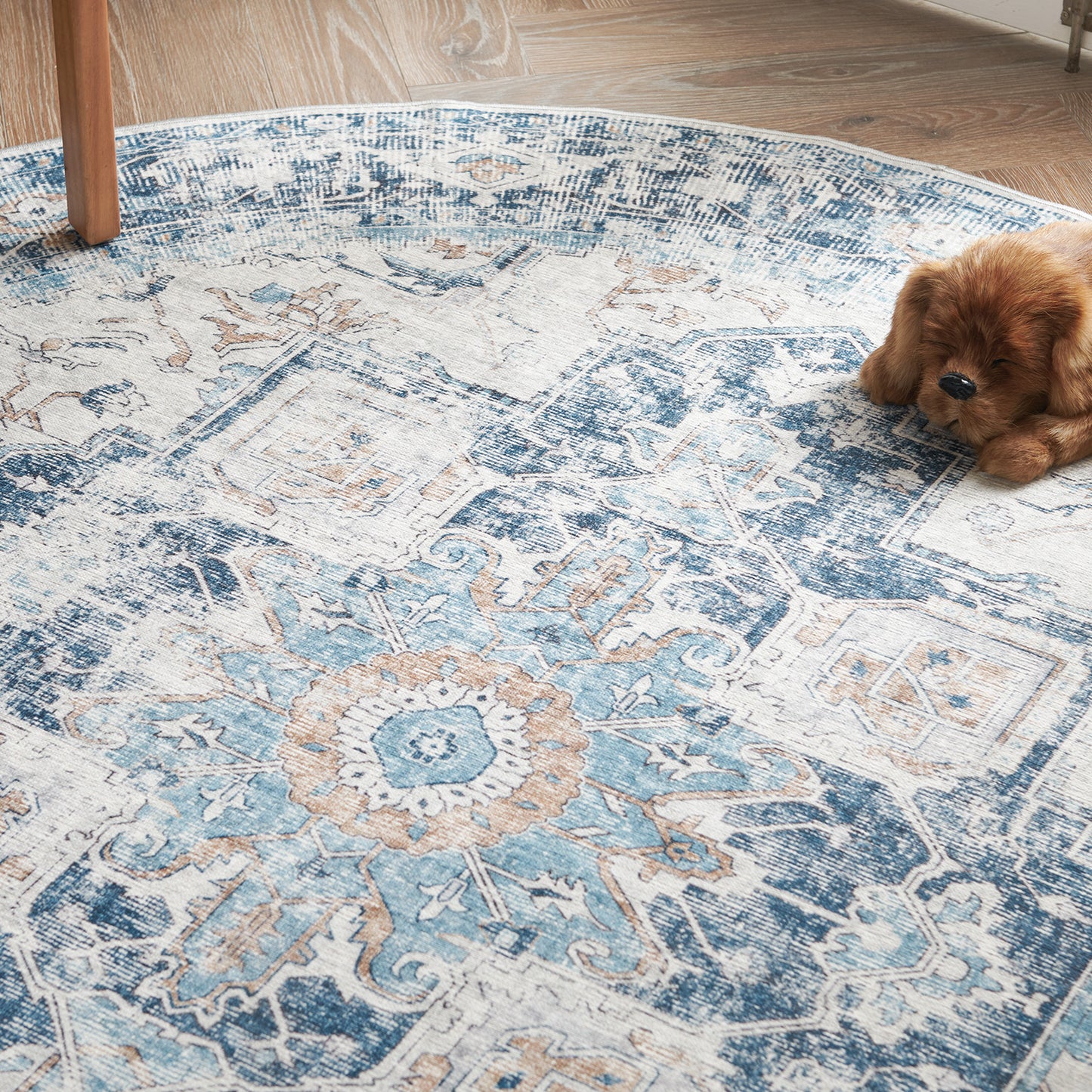 Jinchan Round Rug 5ft Indoor Area Rug Persian Rug Vintage Rug