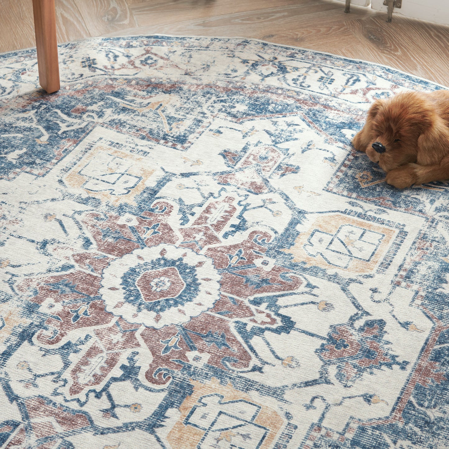 Jinchan Round Rug 5ft Indoor Area Rug Persian Rug Vintage Rug