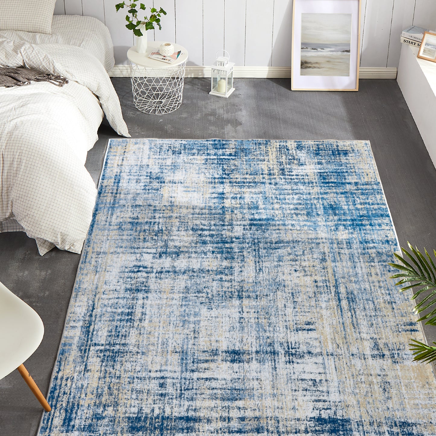Jinchan Contemporary Modern Navy Blue Foldable Area Rug