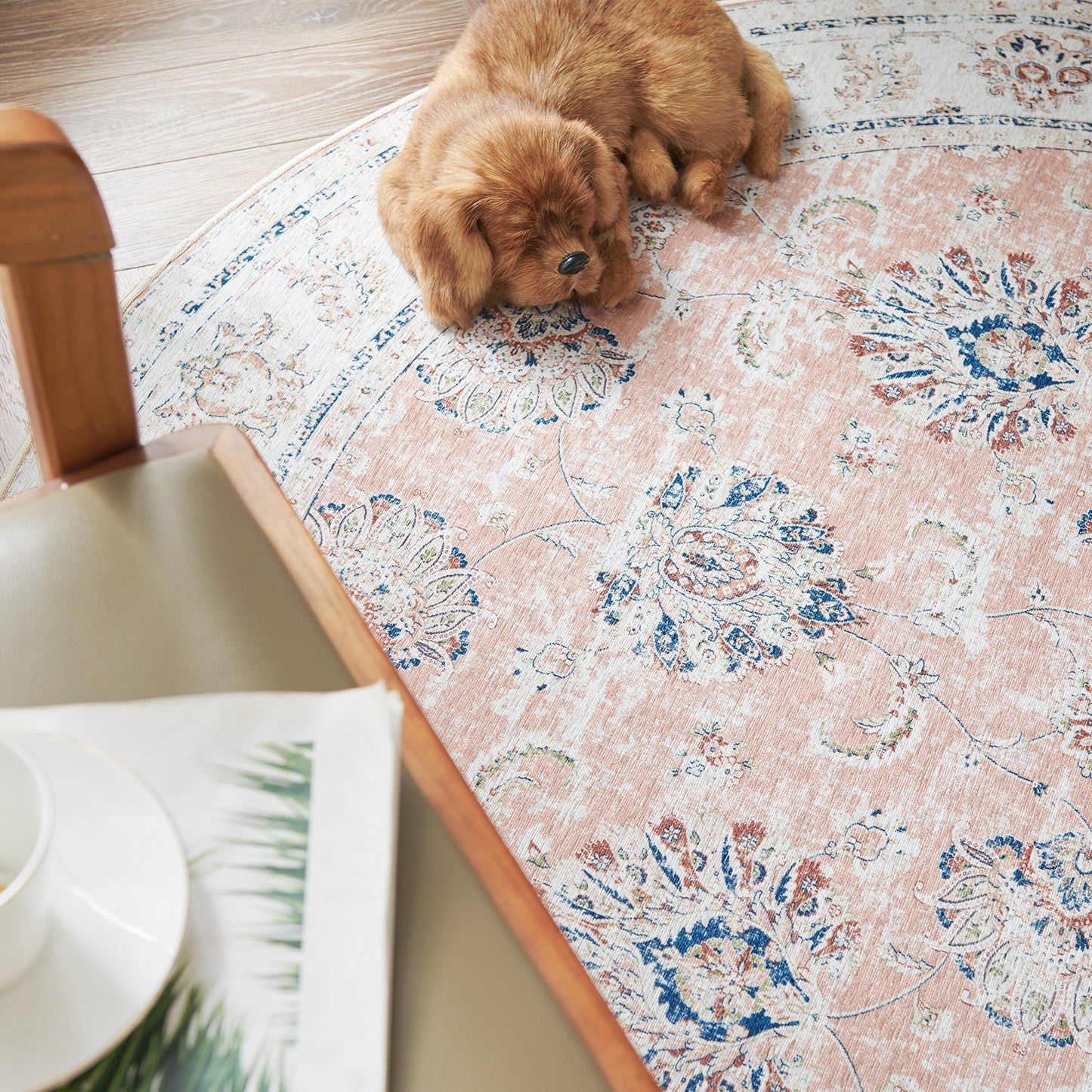 Jinchan Round Rug 5ft Area Rug Persian Rug Vintage Floor Mat Circle Rug