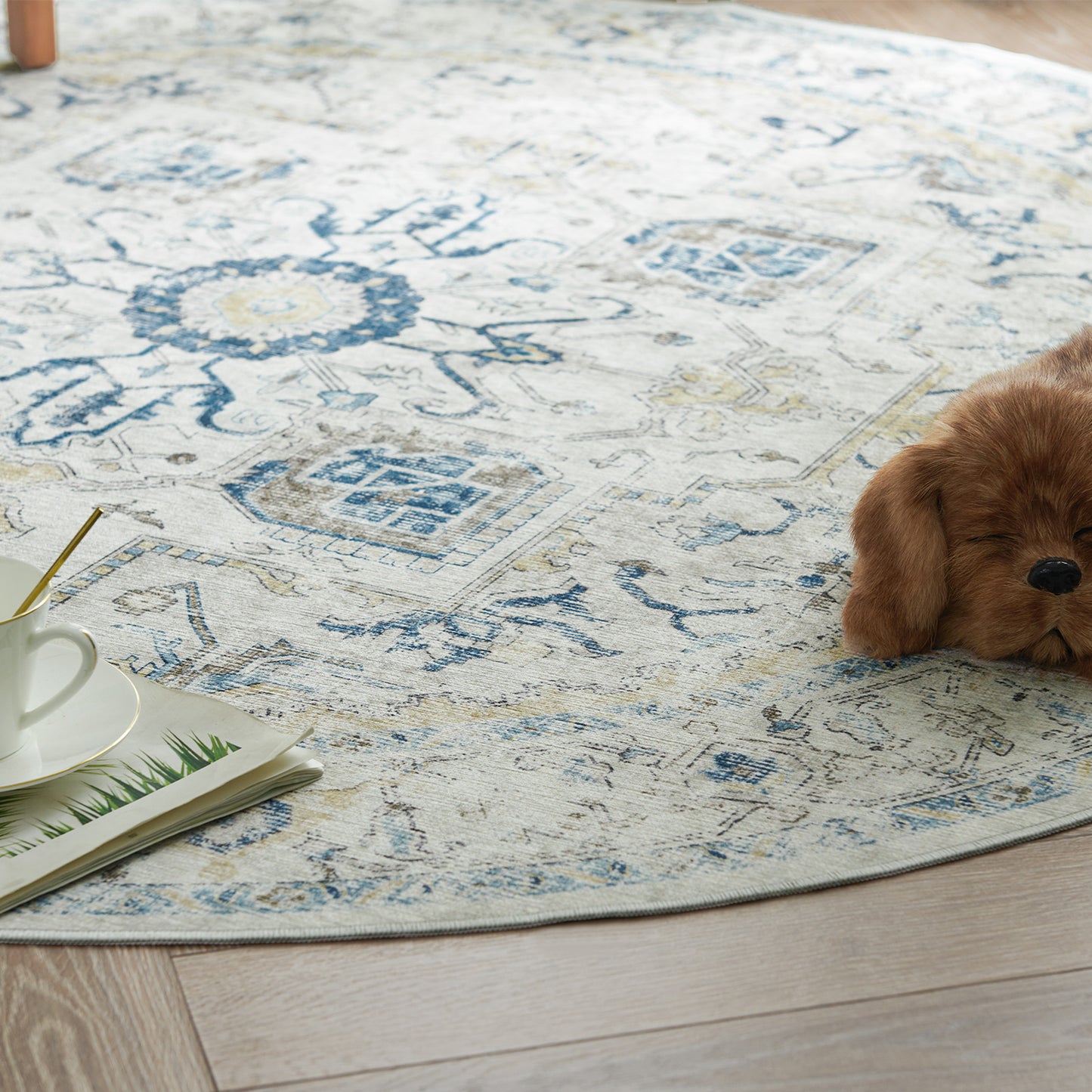 Jinchan Round Rug 5ft Indoor Area Rug Persian Rug Vintage Rug