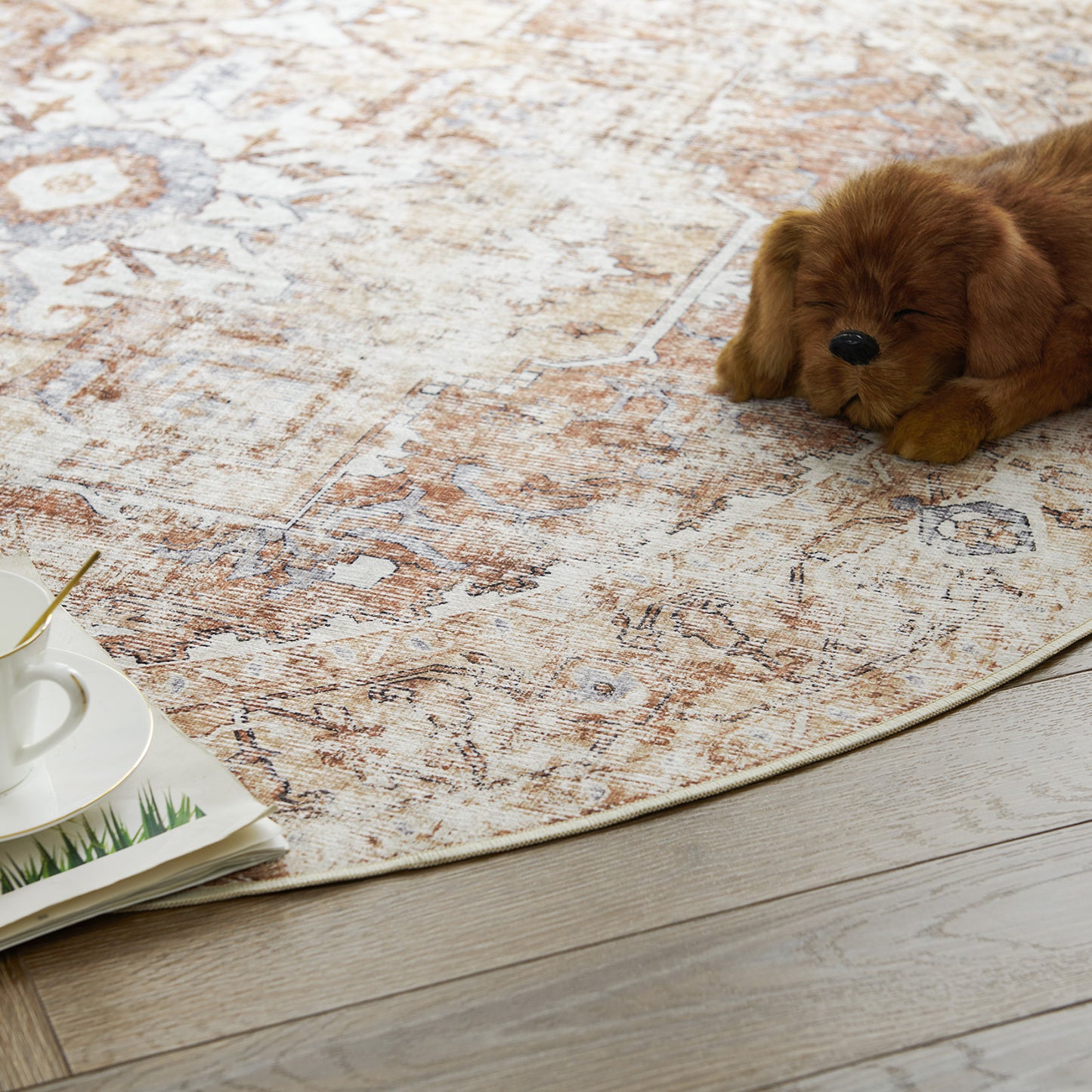 Jinchan Round Rug 5ft Indoor Area Rug Persian Rug Vintage Rug
