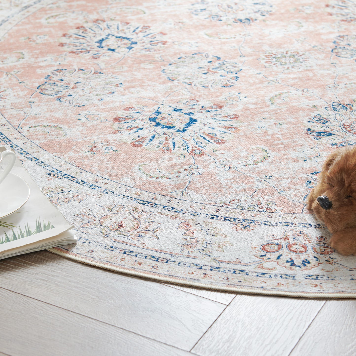 Jinchan Round Rug 5ft Area Rug Persian Rug Vintage Floor Mat Circle Rug