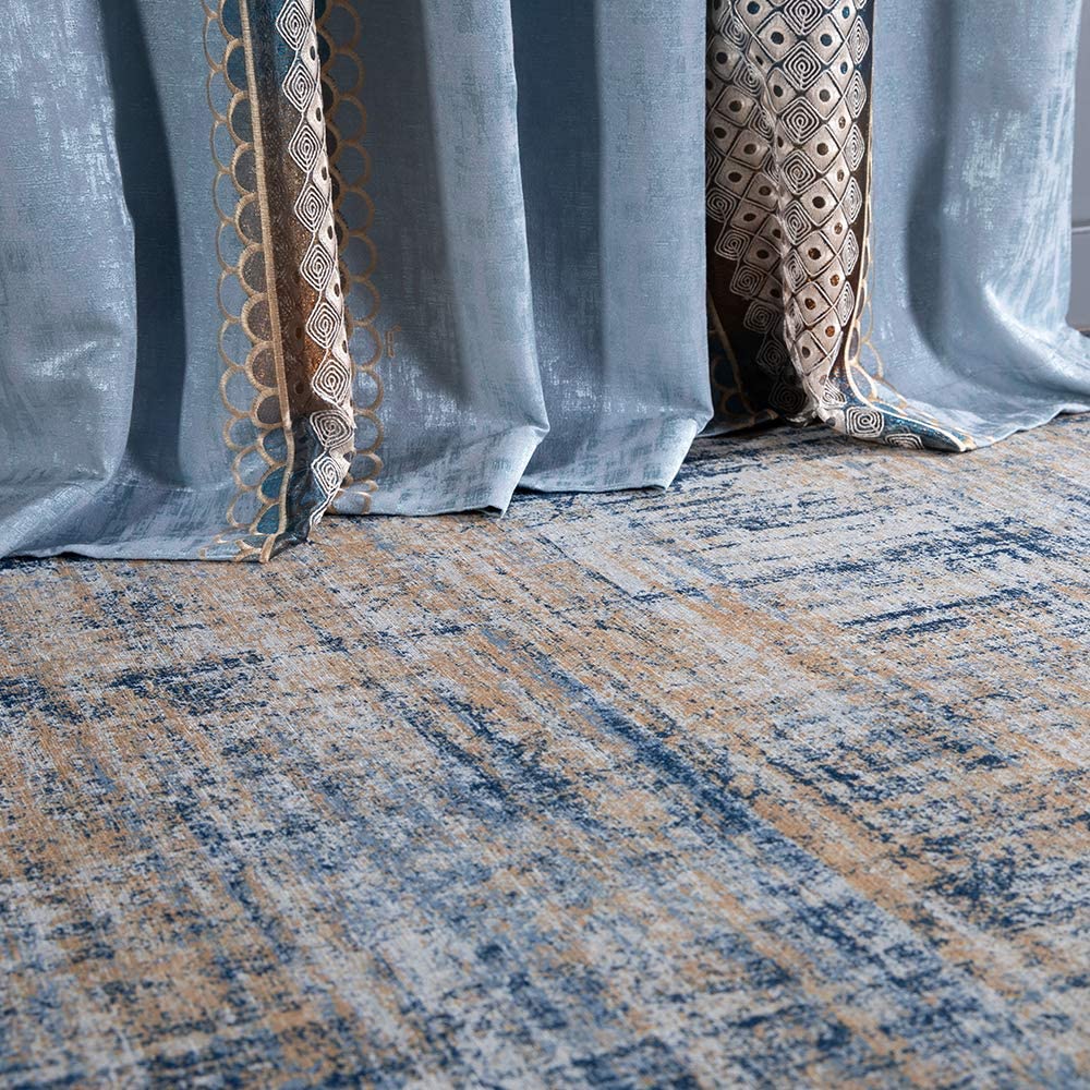 Contemporary Modern Abstract Navy Blue Area Rug
