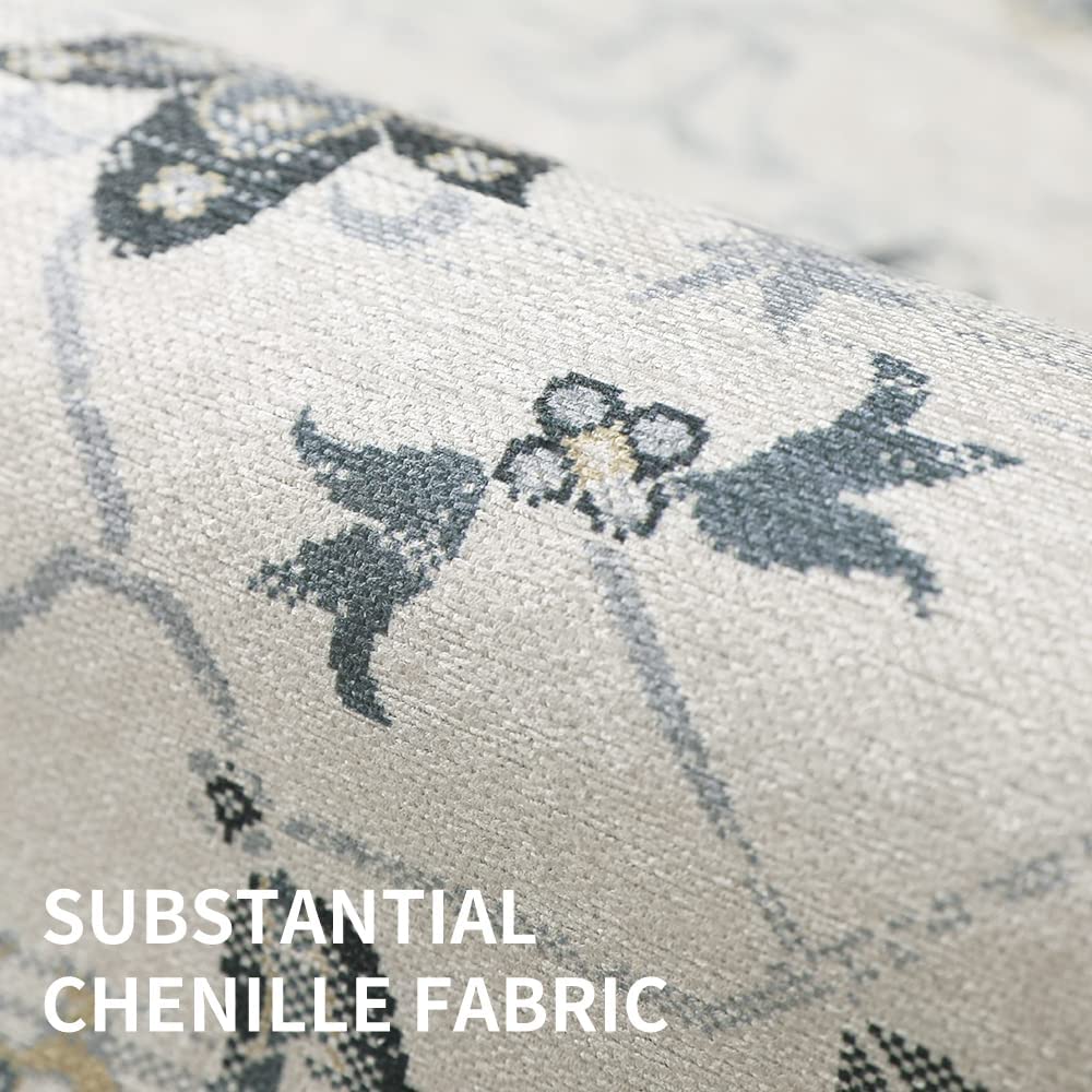 Jinchan Vintage Distressed Floral Light Grey Foldable Area Rug