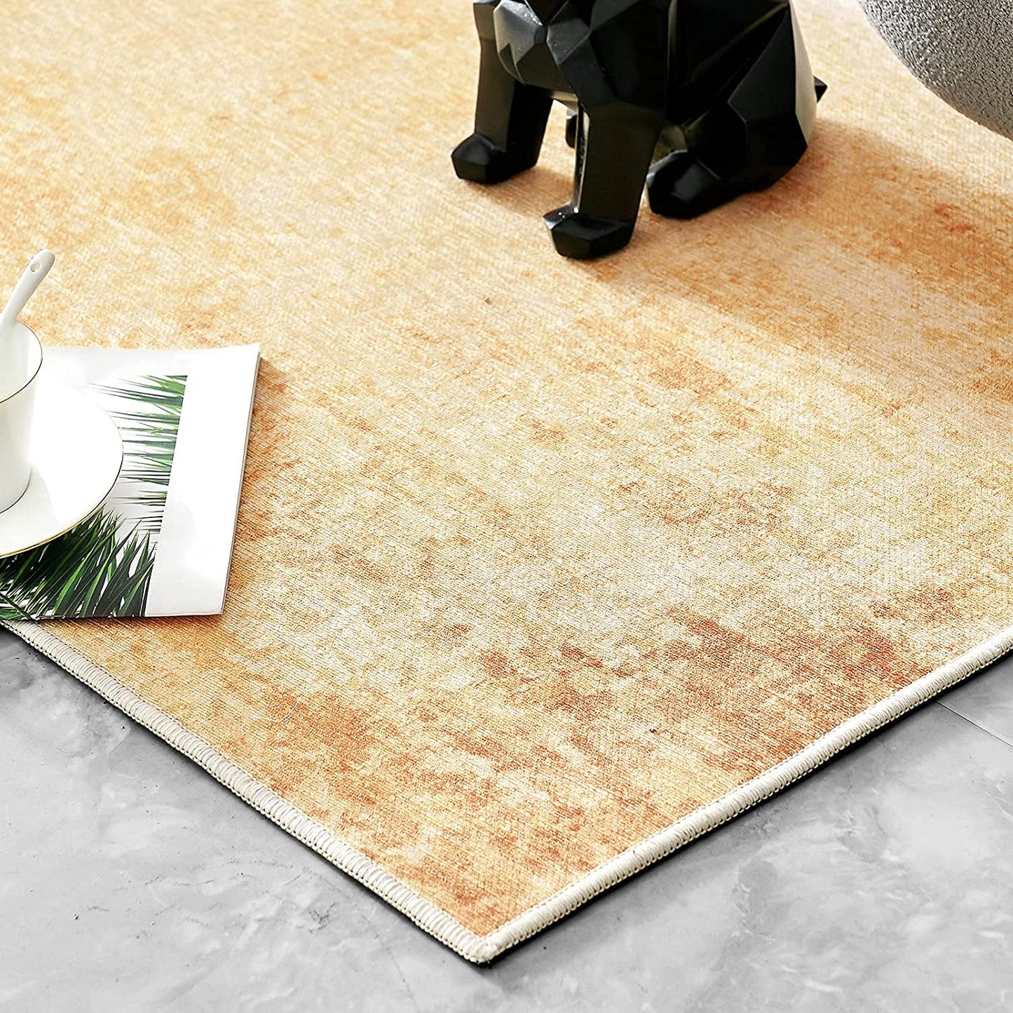 Contemporary Modern Abstract Yellow Area Rug
