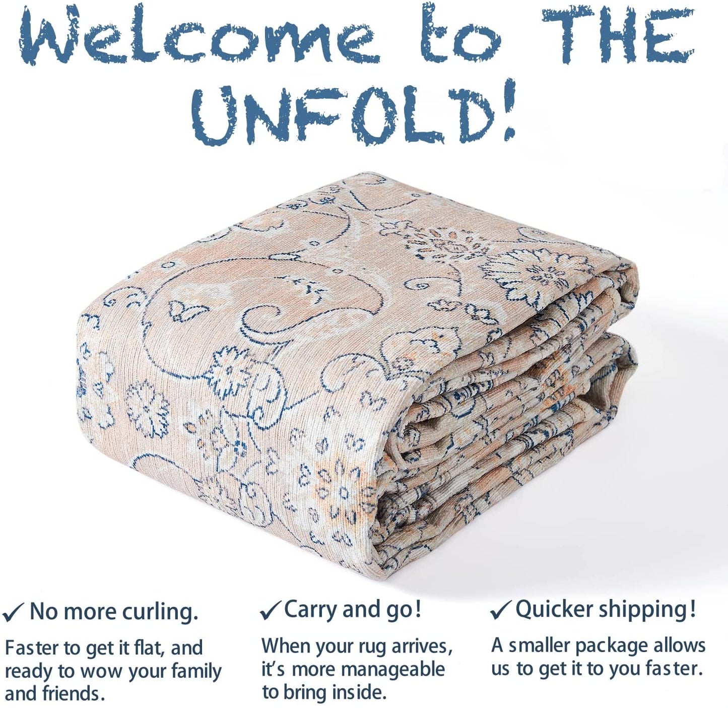 Jinchan Persian Distressed Floral Pink Foldable Area Rug