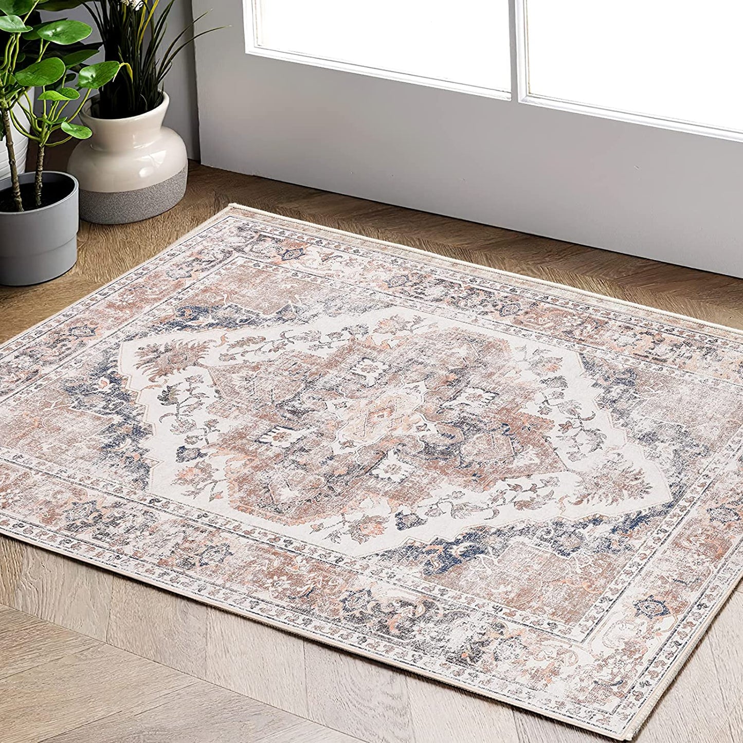 Jinchan Vintage Retro Persian Light Red Flodable Area Rug