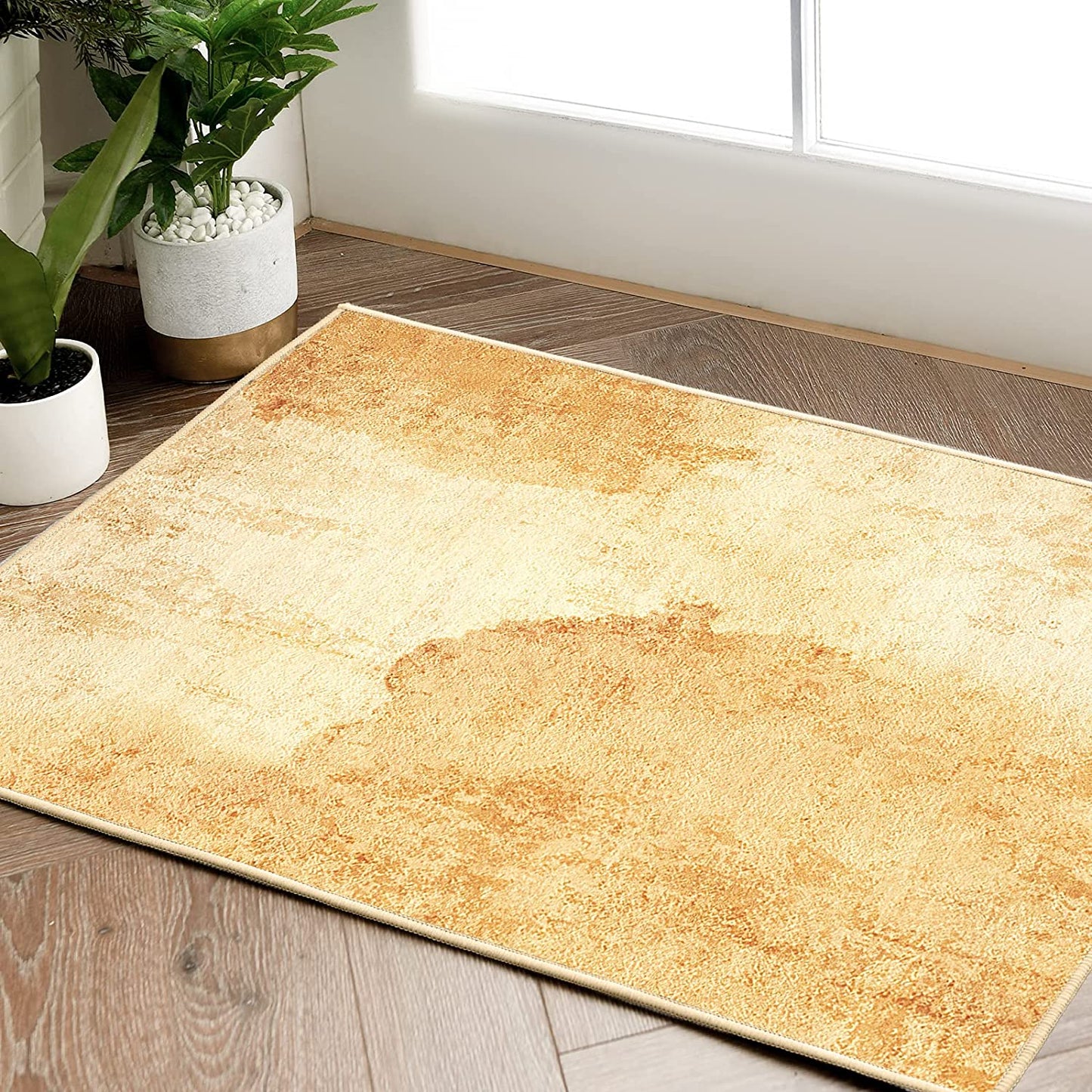 Contemporary Modern Abstract Yellow Area Rug