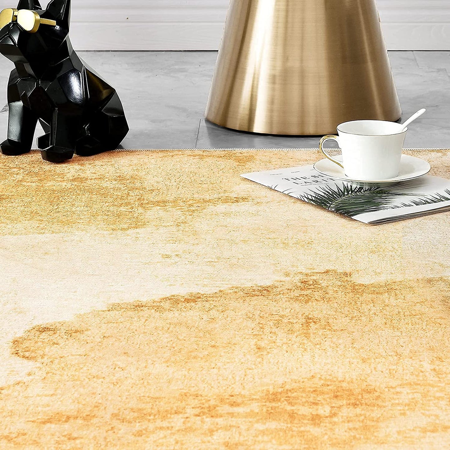 Contemporary Modern Abstract Yellow Area Rug