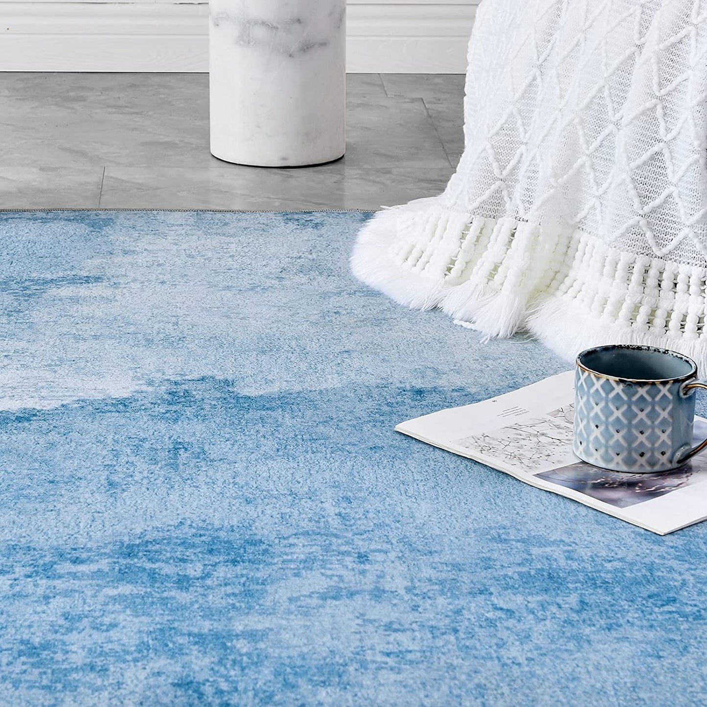 Contemporary Modern Abstract Blue Area Rug Contemporary Rugs JINCHAN Rugs