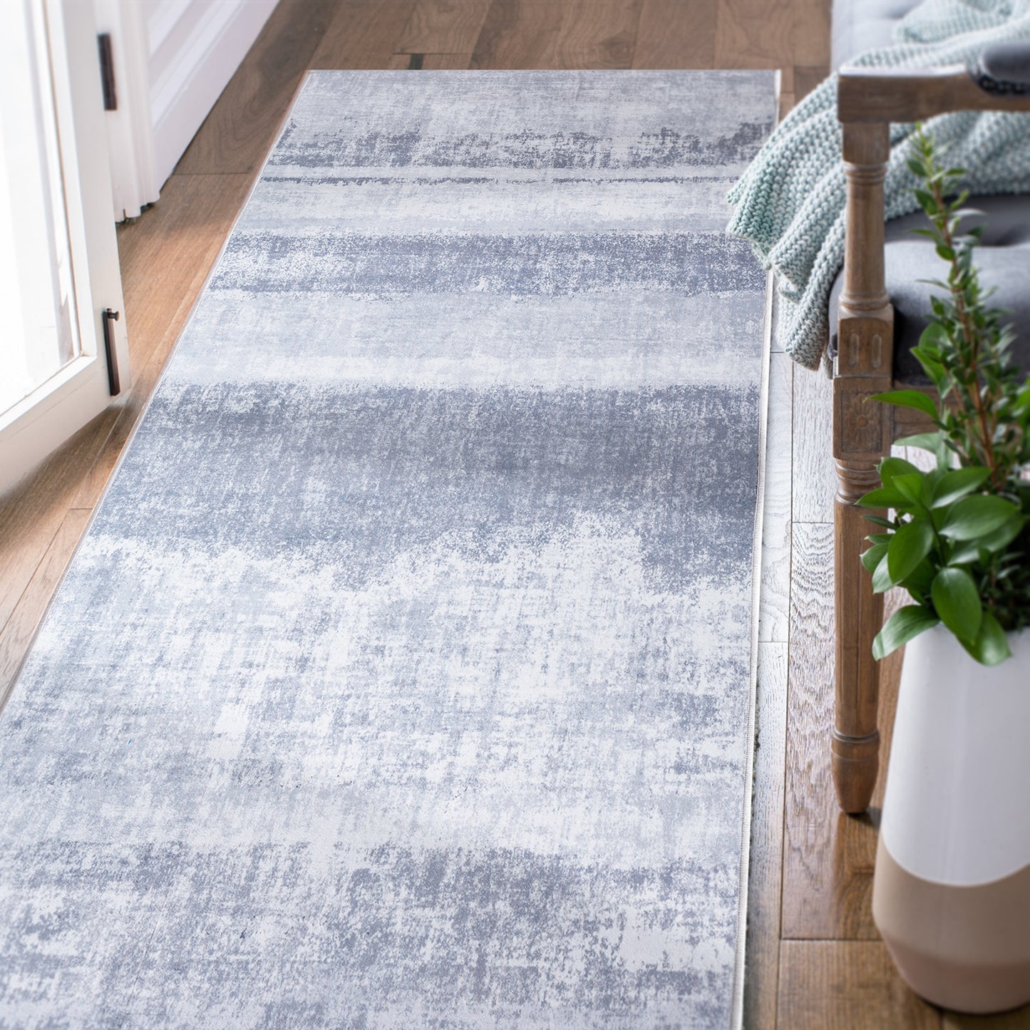 Jinchan Abstract Modern Foldable Light Grey Area Rugs