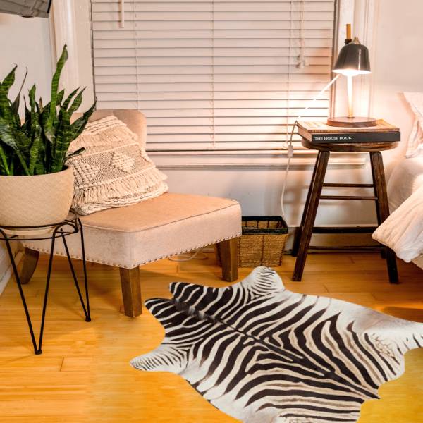 Jinchan Faux Zebra Cowhide Area Rug