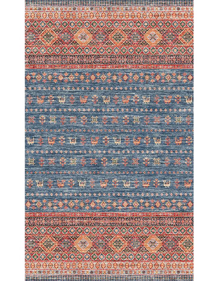 Jinchan Retro Vintage Oriental Red Blue Foldable Area Rug