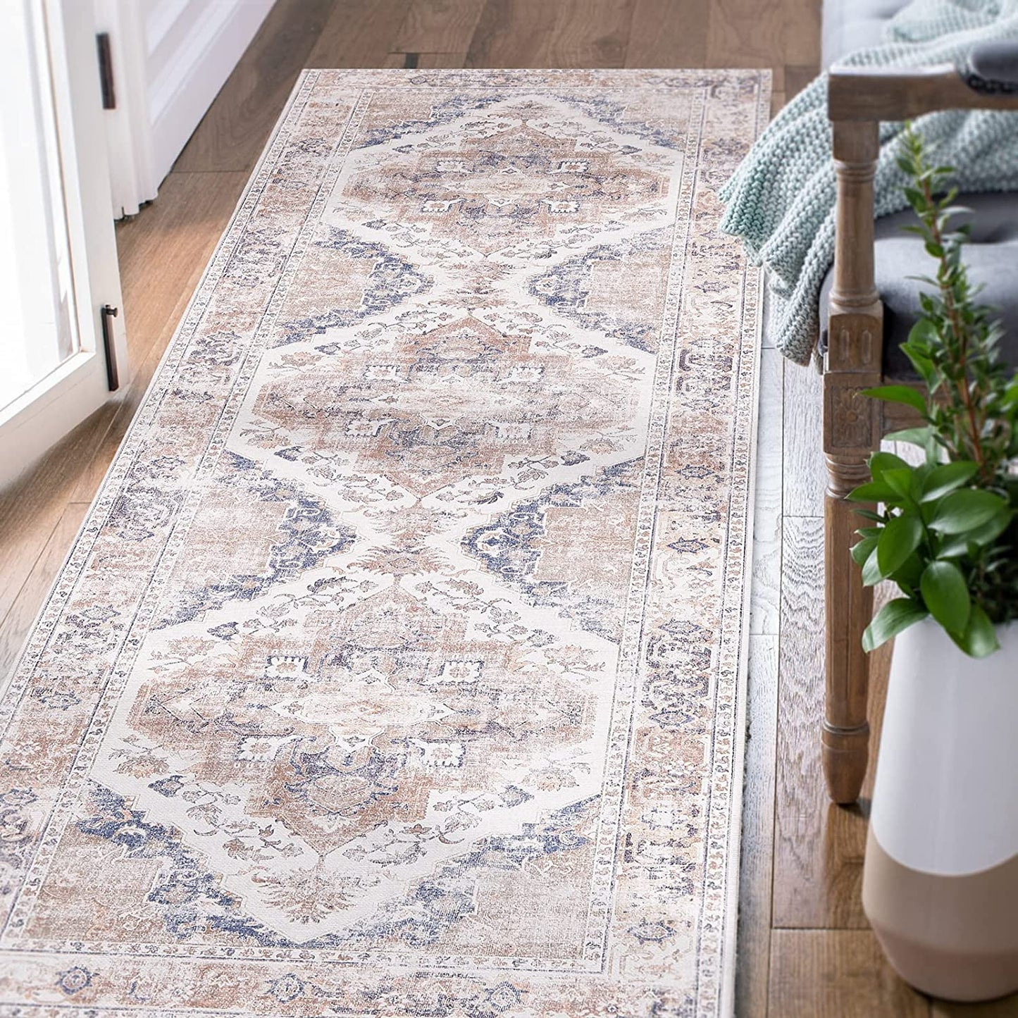 Jinchan Vintage Retro Persian Light Red Flodable Area Rug
