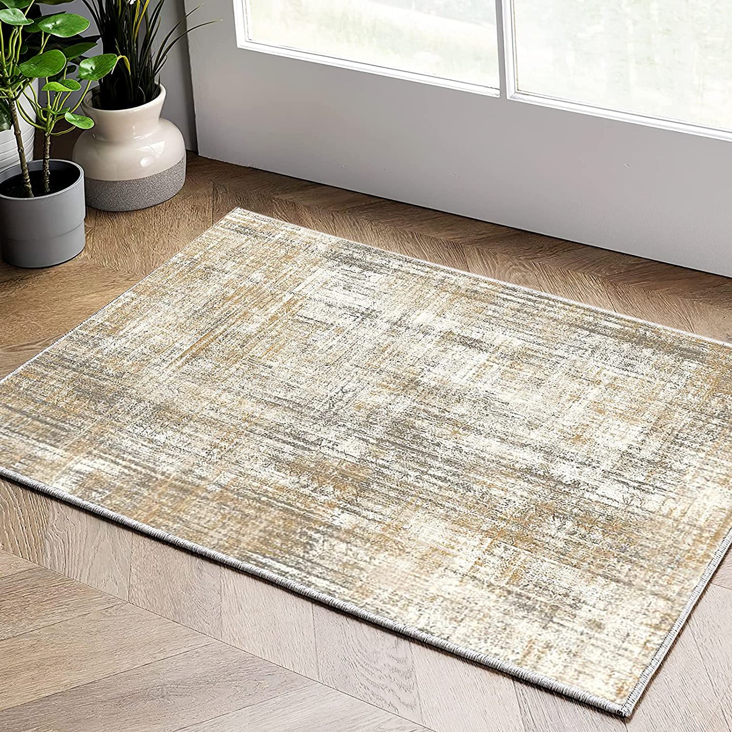 Contemporary Modern Abstract Taupe Area Rugs