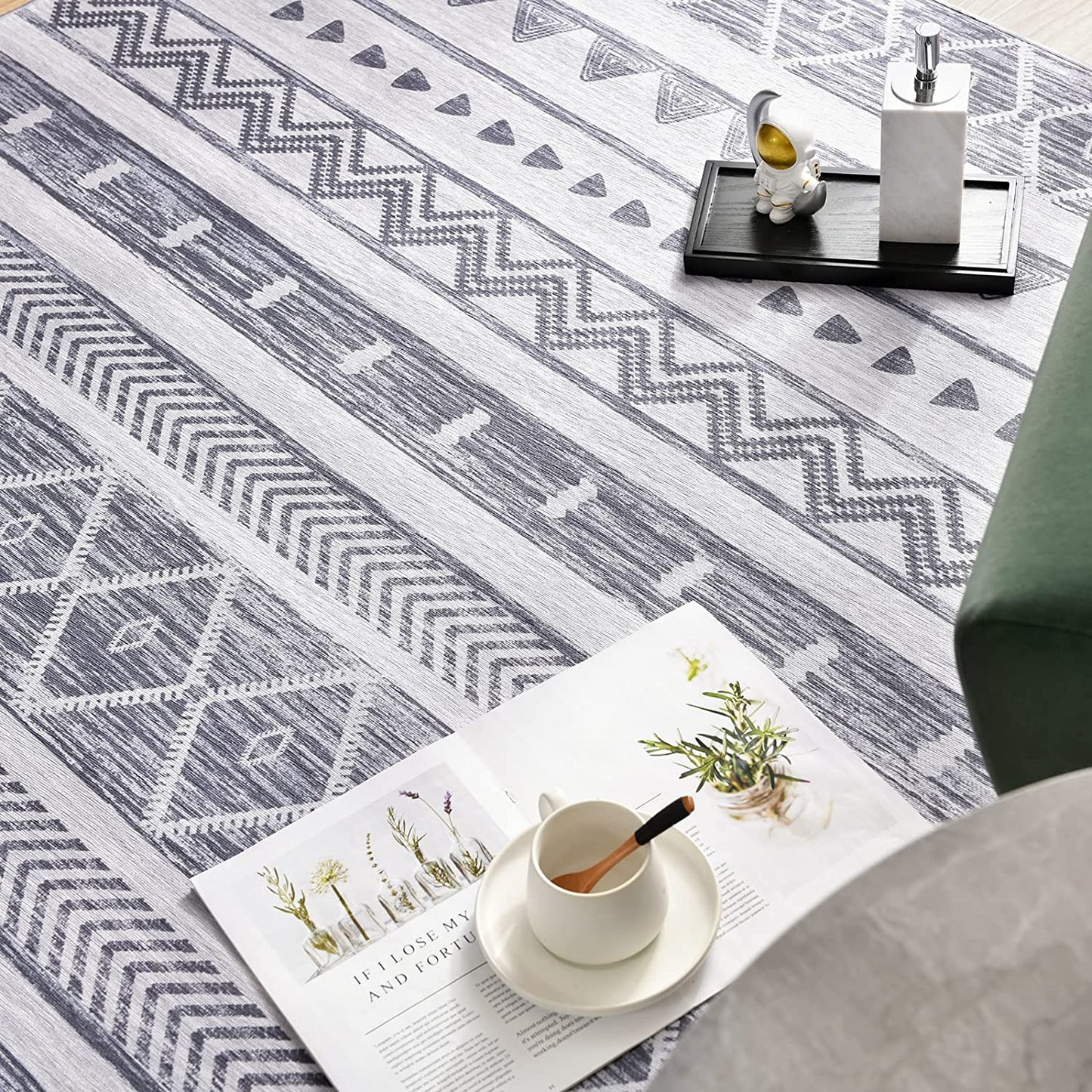 Moroccan Geometric Grey Area Rug